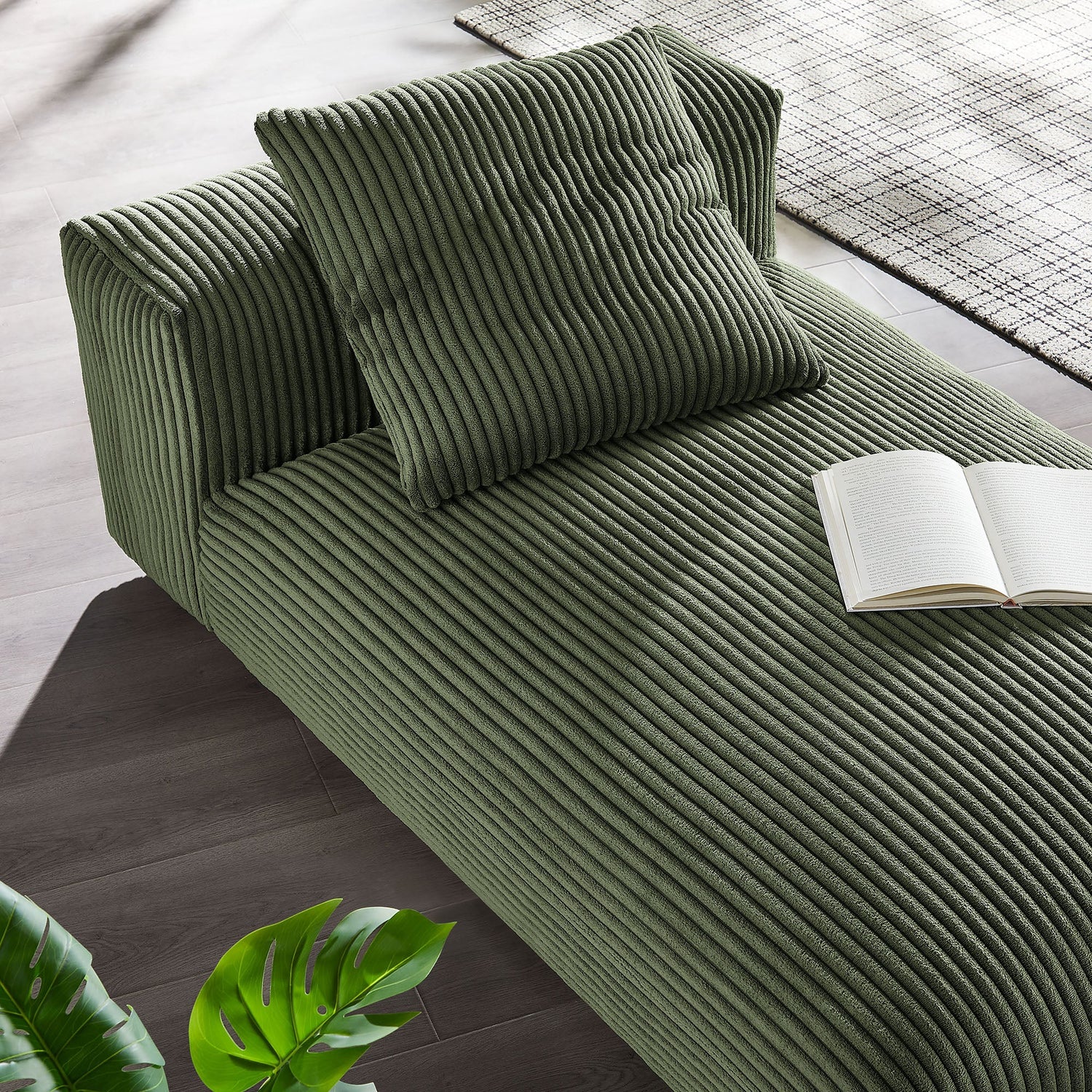 Solace  Modular Corduroy Upholstered Armless Chaise Lounge