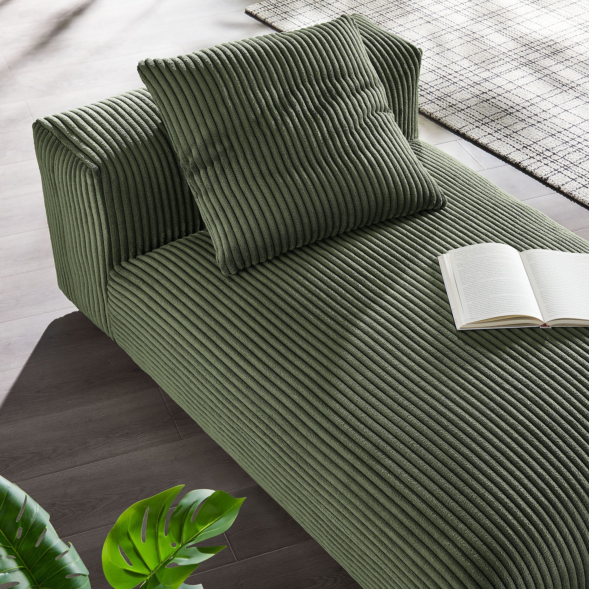 Solace  Modular Corduroy Upholstered Armless Chaise Lounge