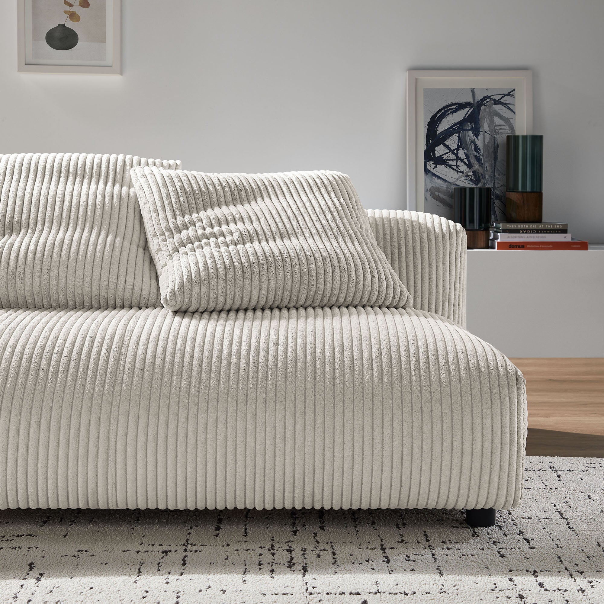 Solace  Modular Corduroy Upholstered Armless Loveseat