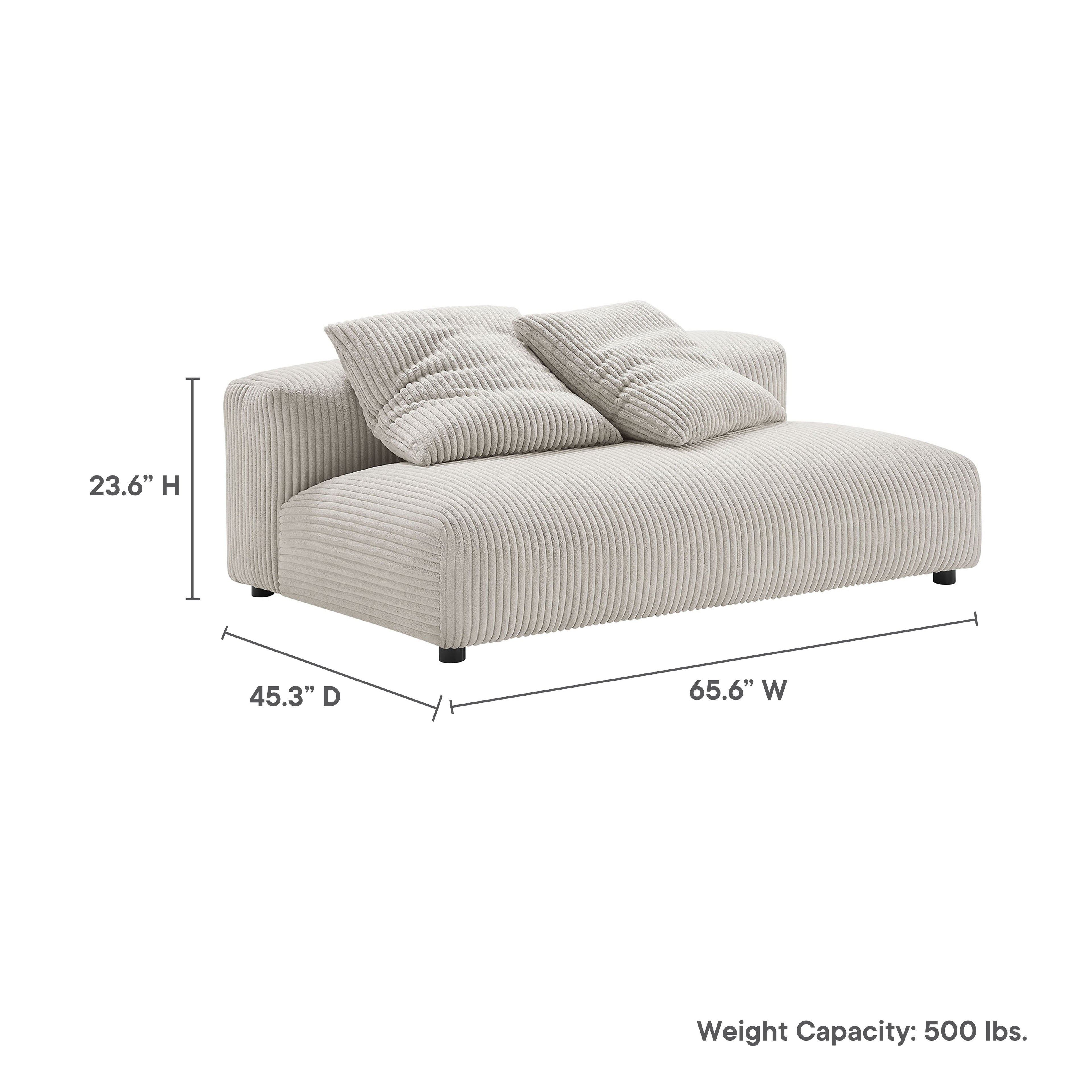 Solace  Modular Corduroy Upholstered Armless Loveseat
