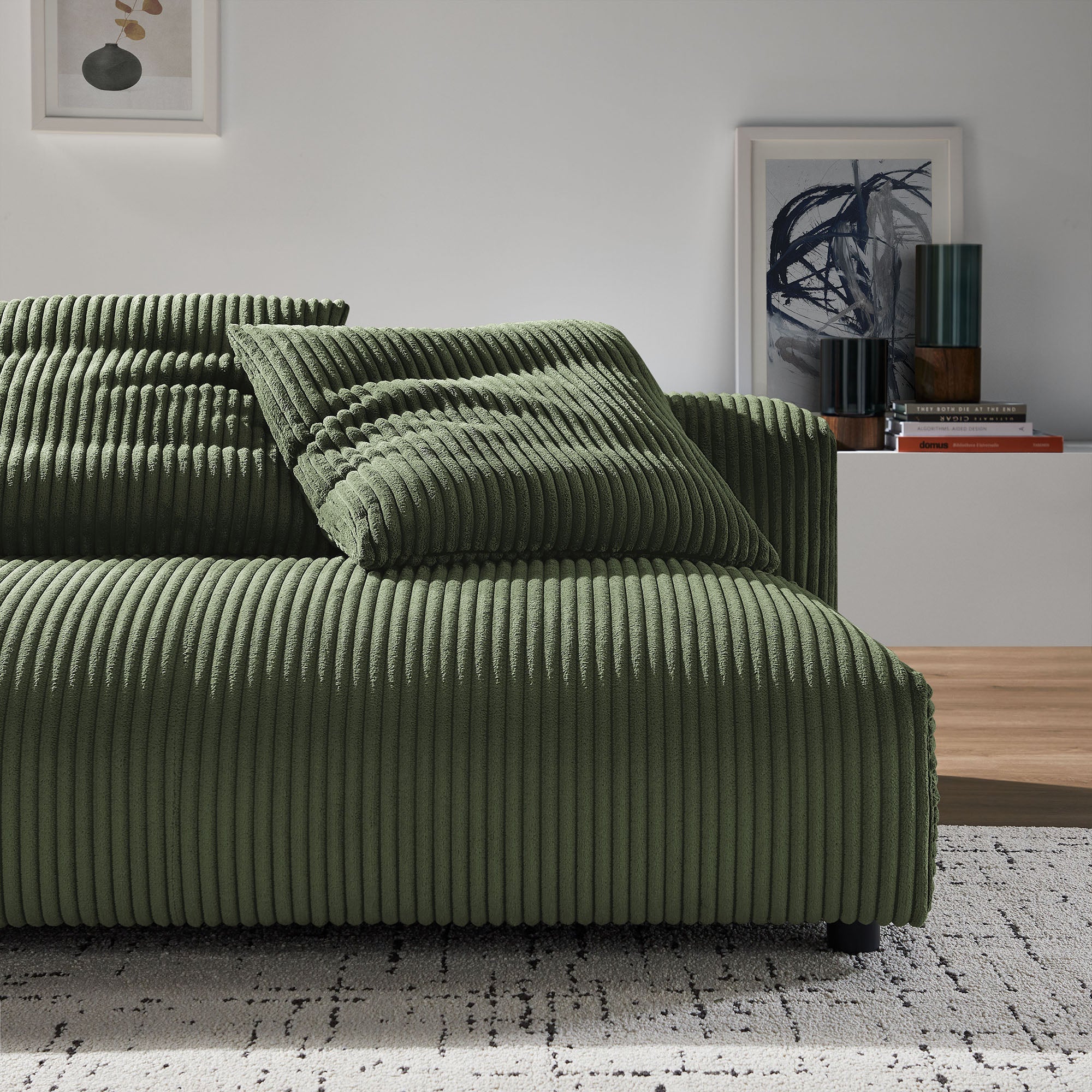 Solace  Modular Corduroy Upholstered Armless Loveseat