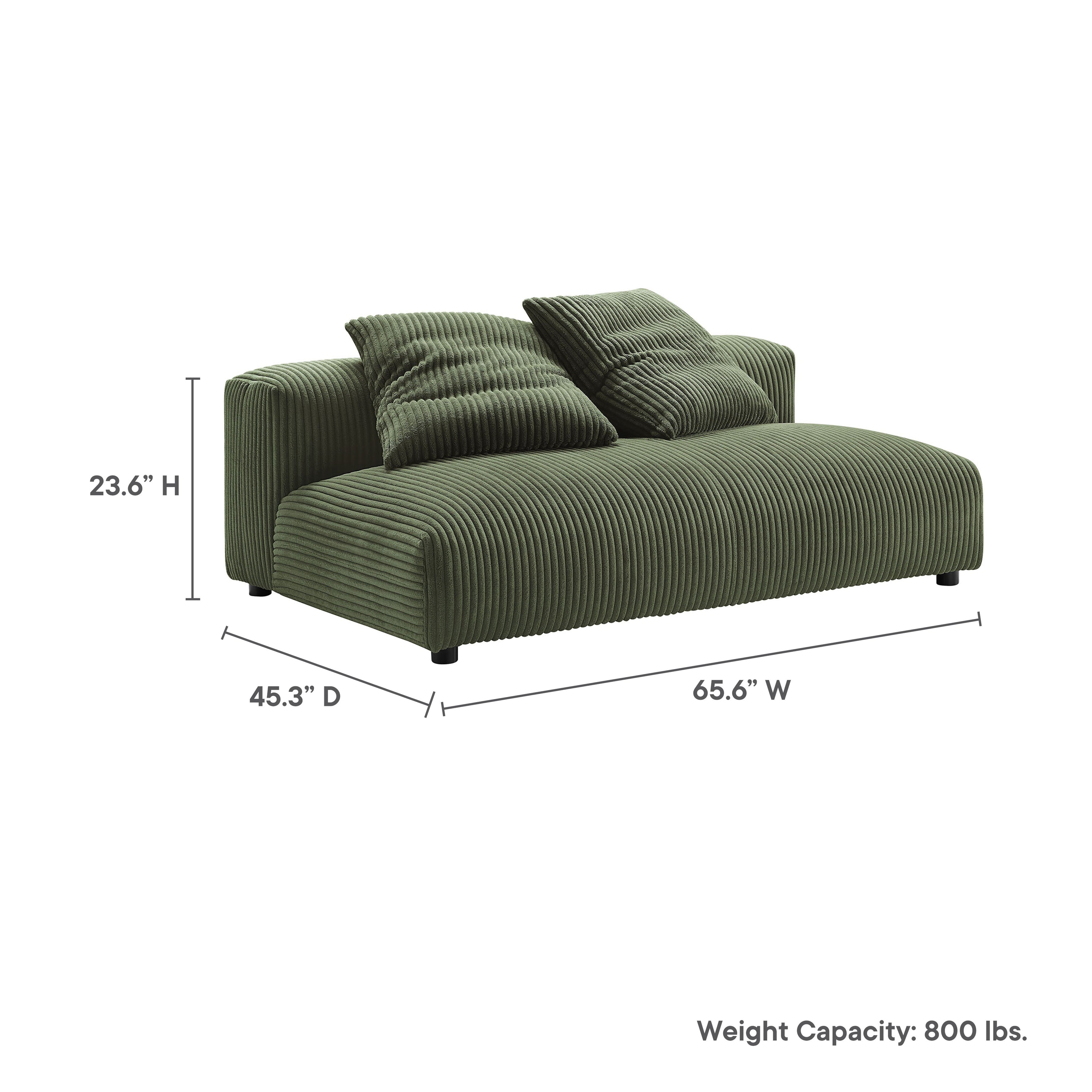 Solace  Modular Corduroy Upholstered Armless Loveseat