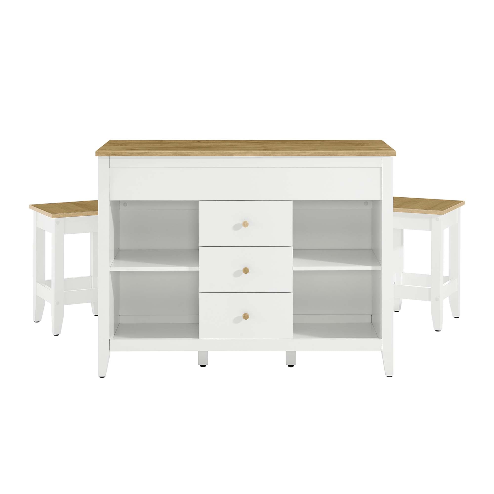 Farmstead 3-Piece Kitchen Island and Stool Set by Modway