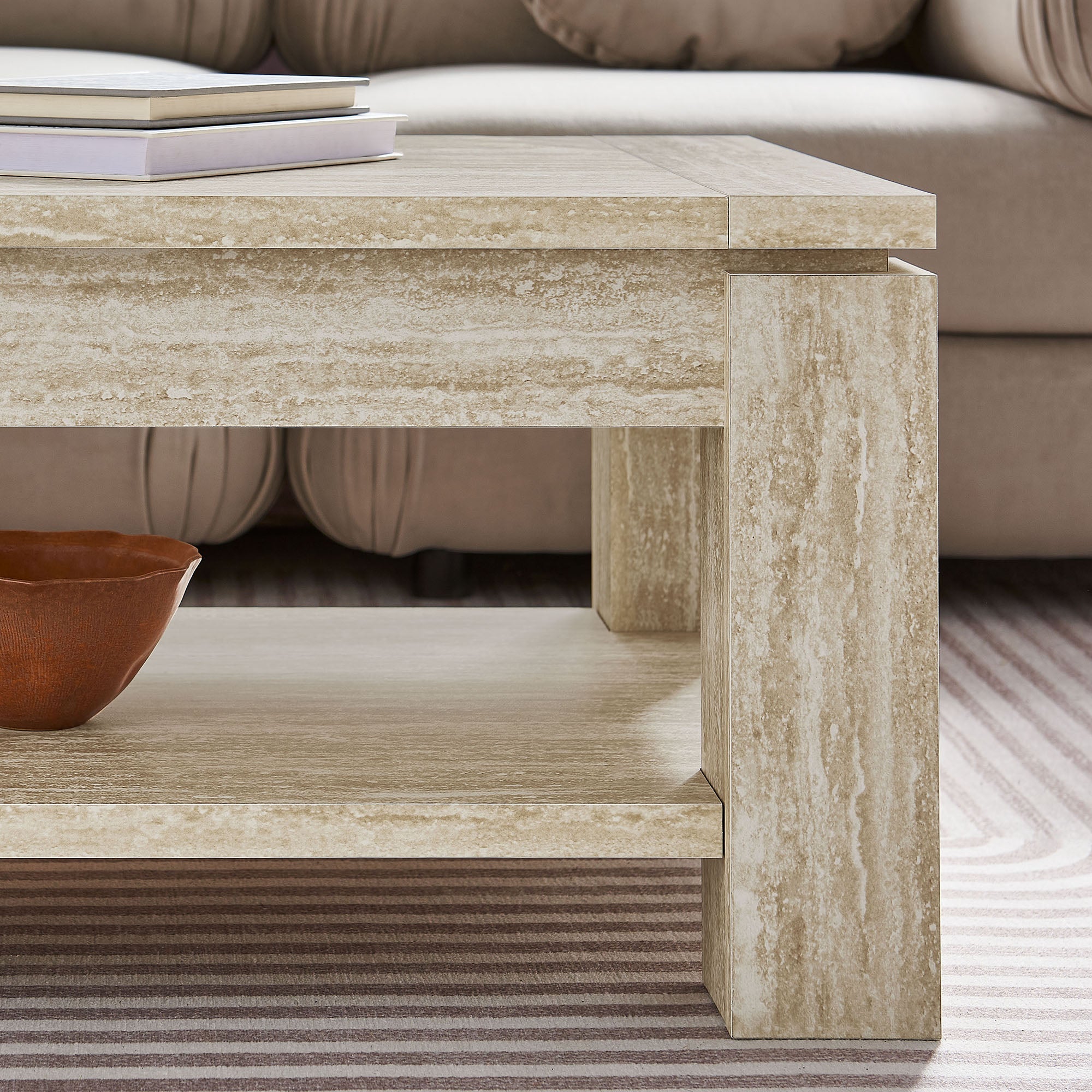 Hollis Travertine Coffee Table by Modway
