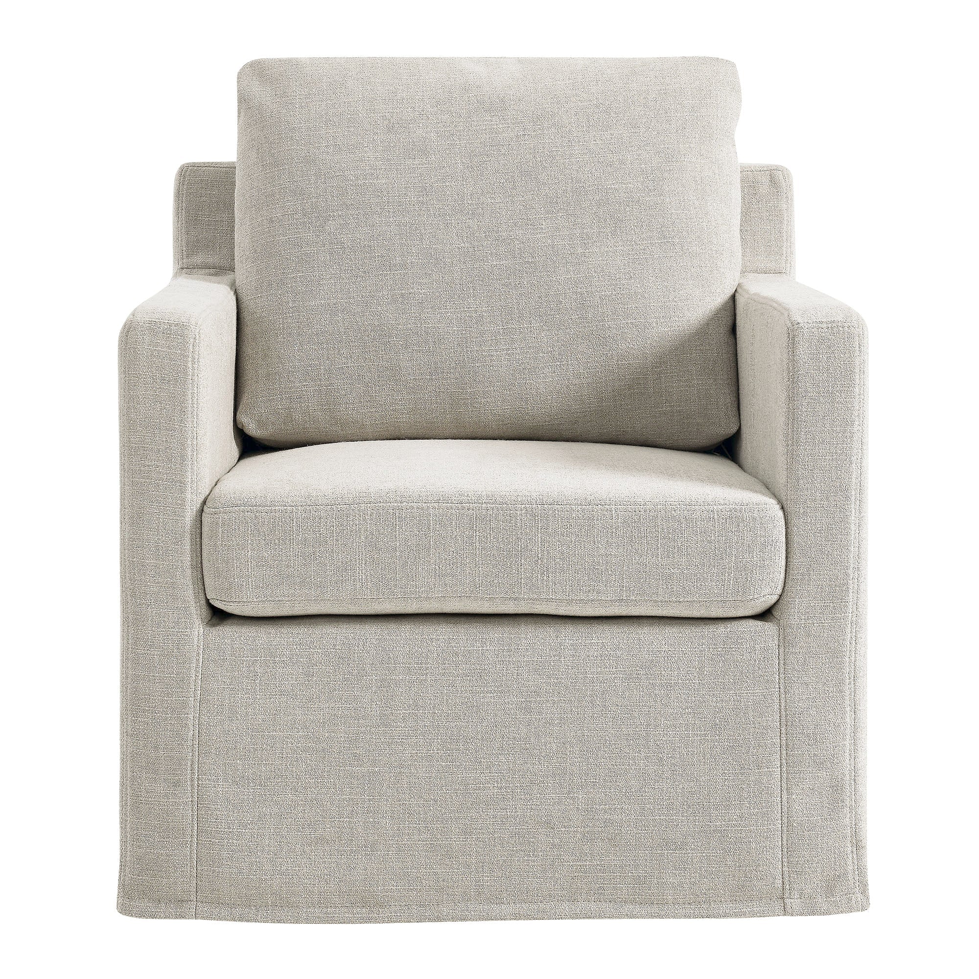 Serene  Linen Slipcovered  Swivel Armchair