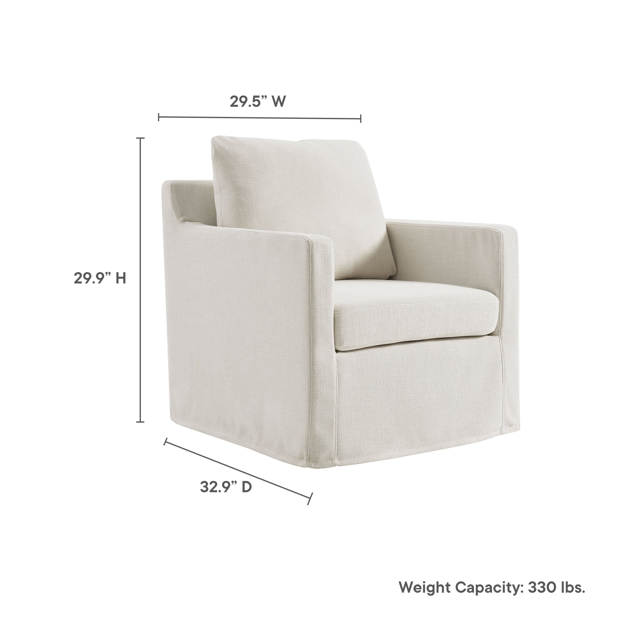 Serene  Linen Slipcovered  Swivel Armchair