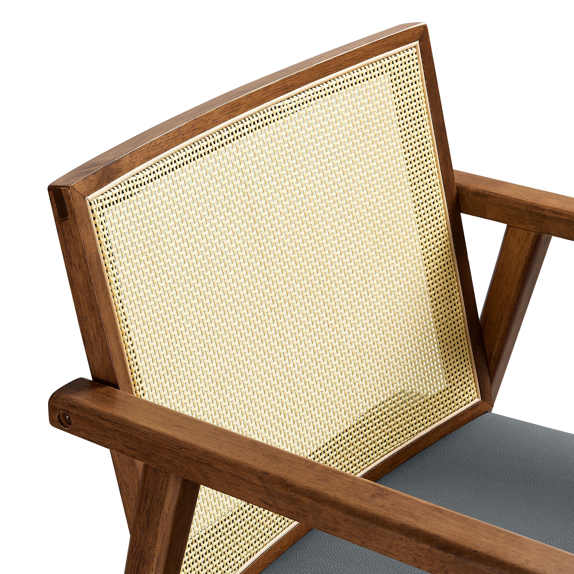Thera Vegan Leather and Cane Accent Armchairs Set of 2 by Modway