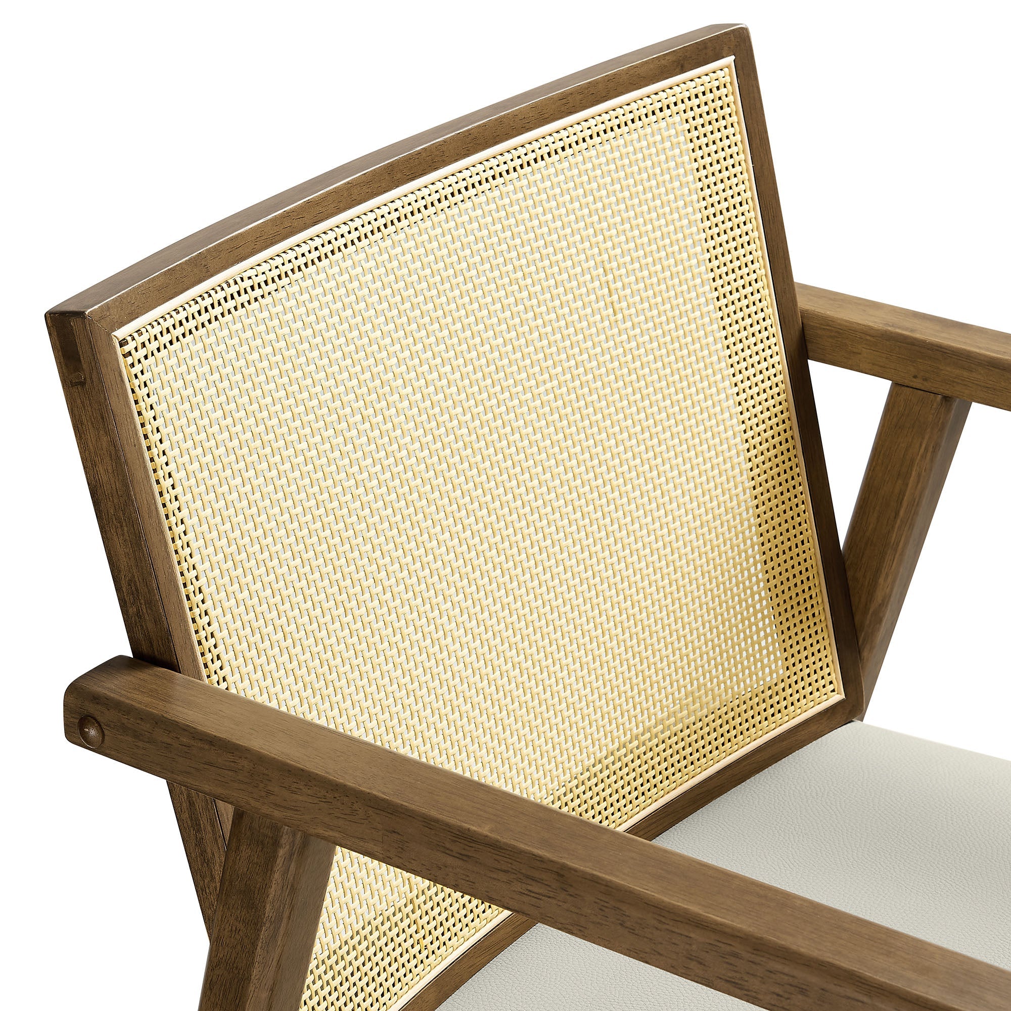 Thera Vegan Leather and Cane Accent Armchairs Set of 2 by Modway