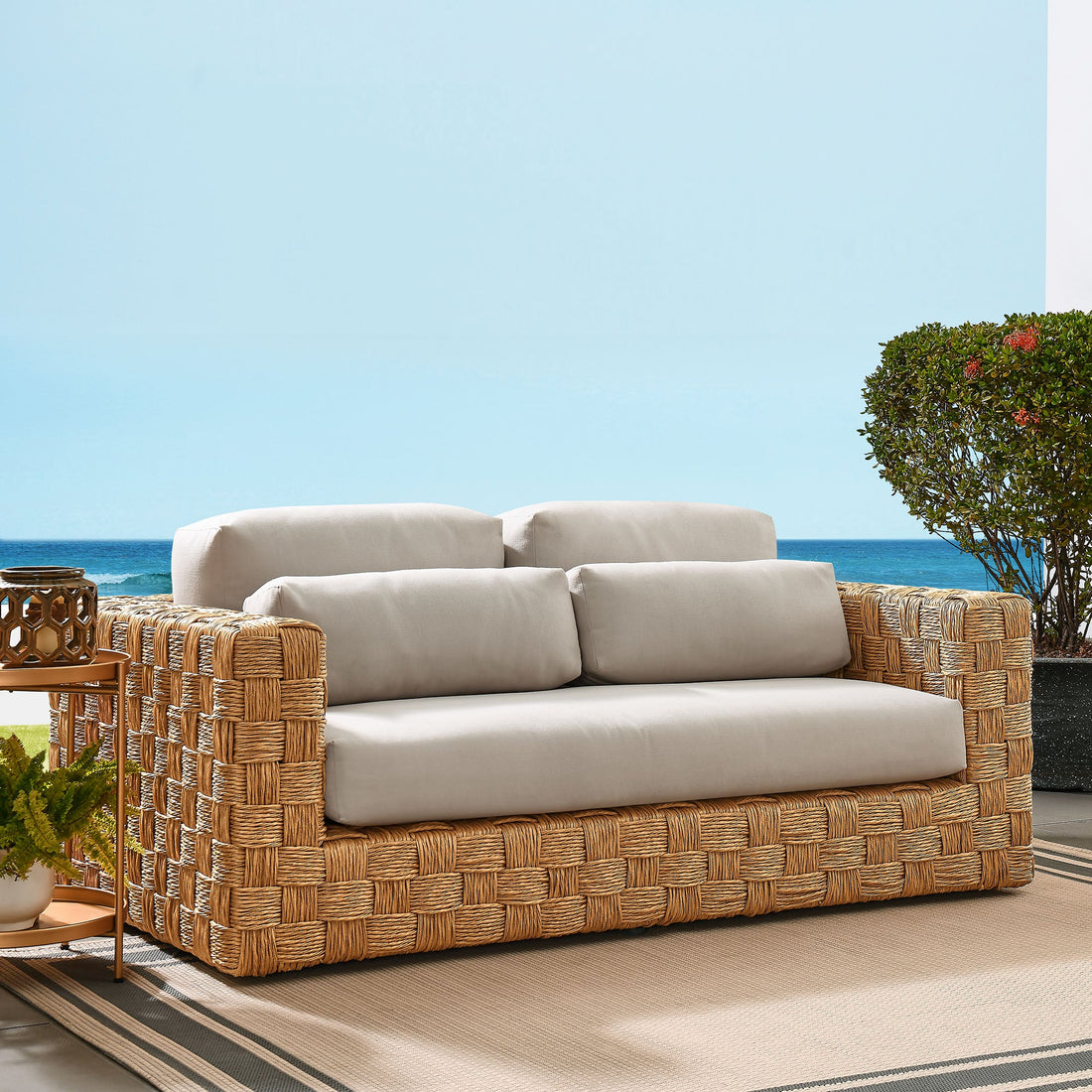 Thames Outdoor Patio Wicker Rattan Loveseat