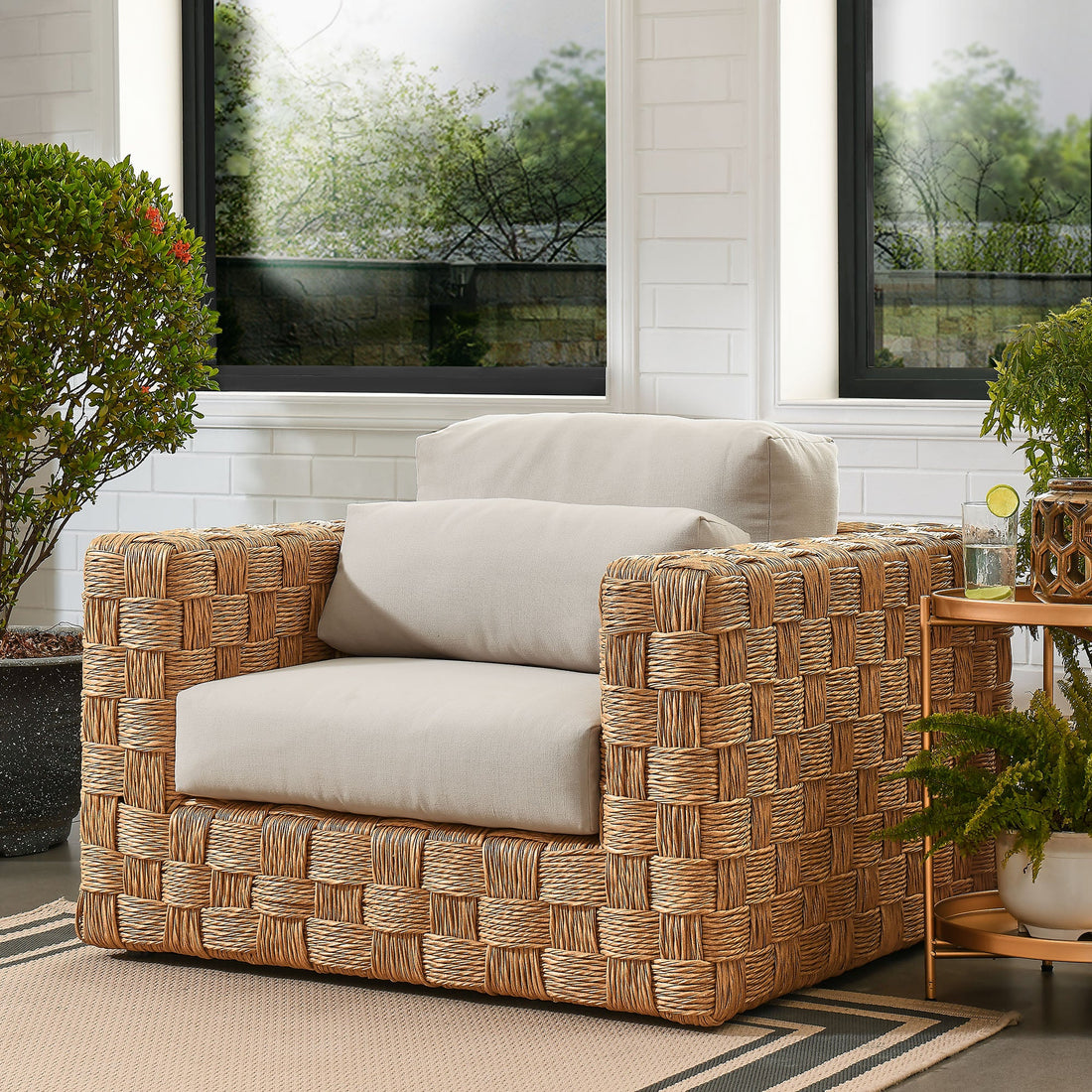 Thames Outdoor Patio Wicker Rattan Armchair