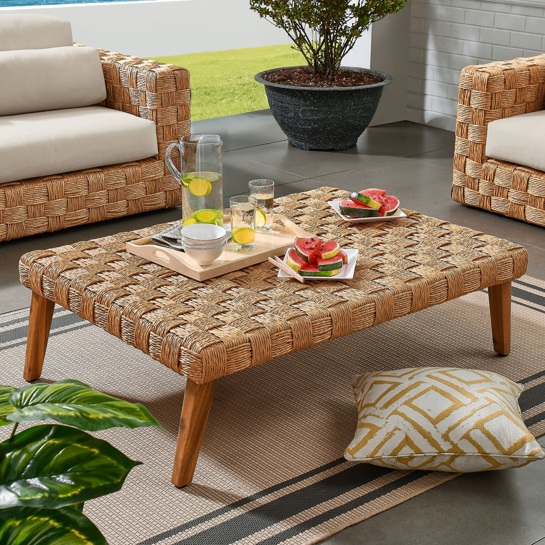 Thames Outdoor Patio Wicker Rattan Coffee Table