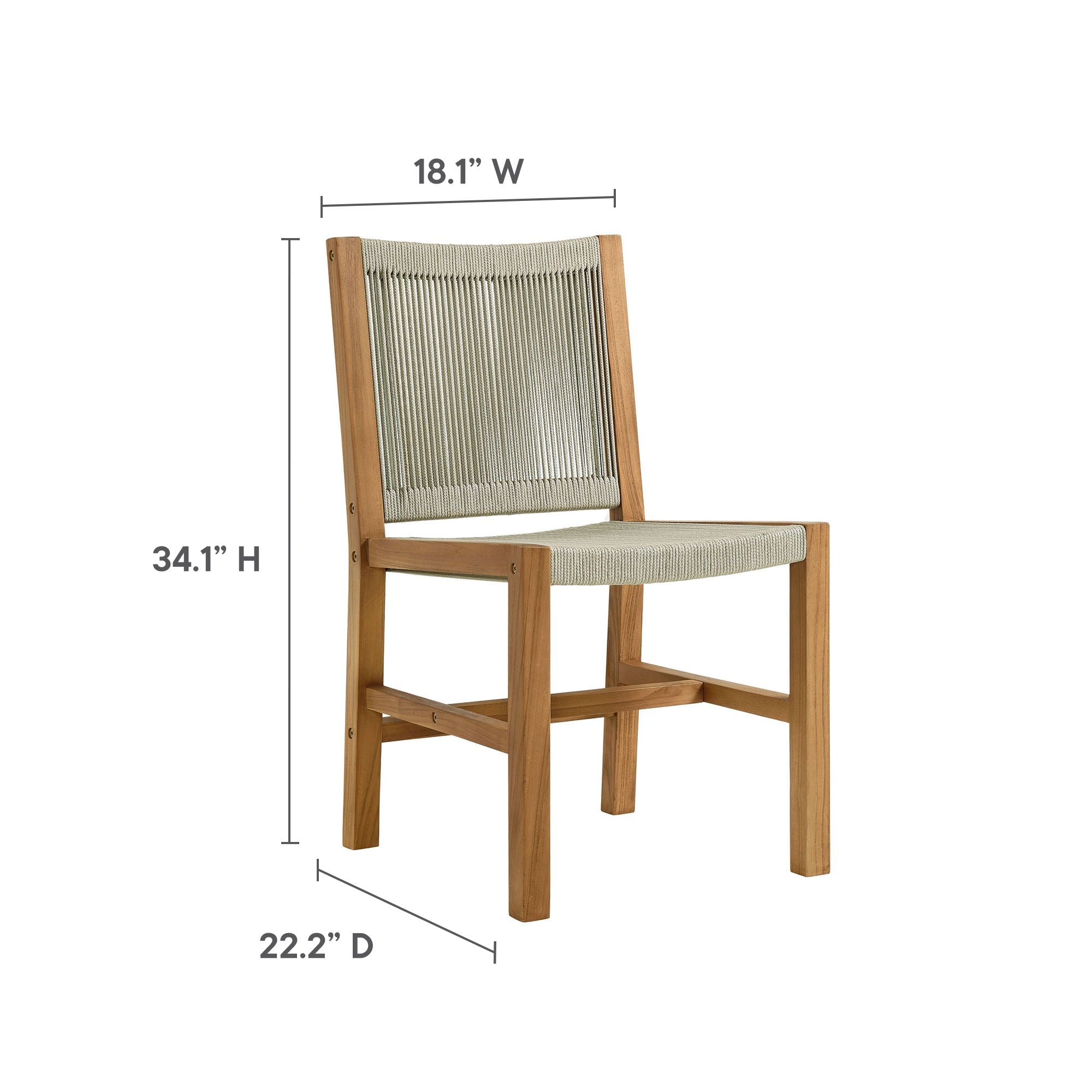 Vienna 7-Piece Outdoor Patio Teak and Rope Dining Set with Armless Chairs by Modway