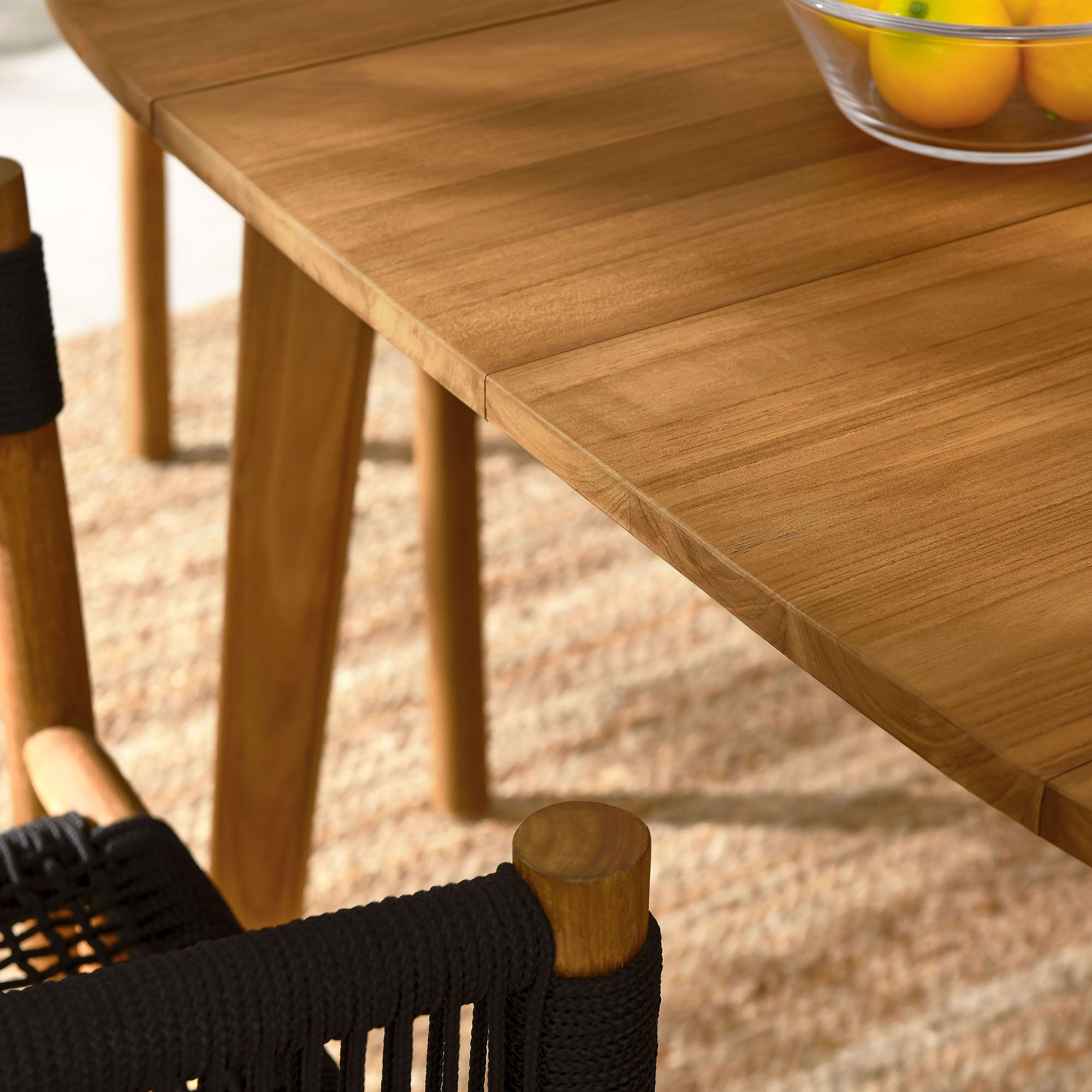 Vienna 5-Piece Outdoor Patio Teak and Rope Dining Set with Curved-Back Armchairs by Modway