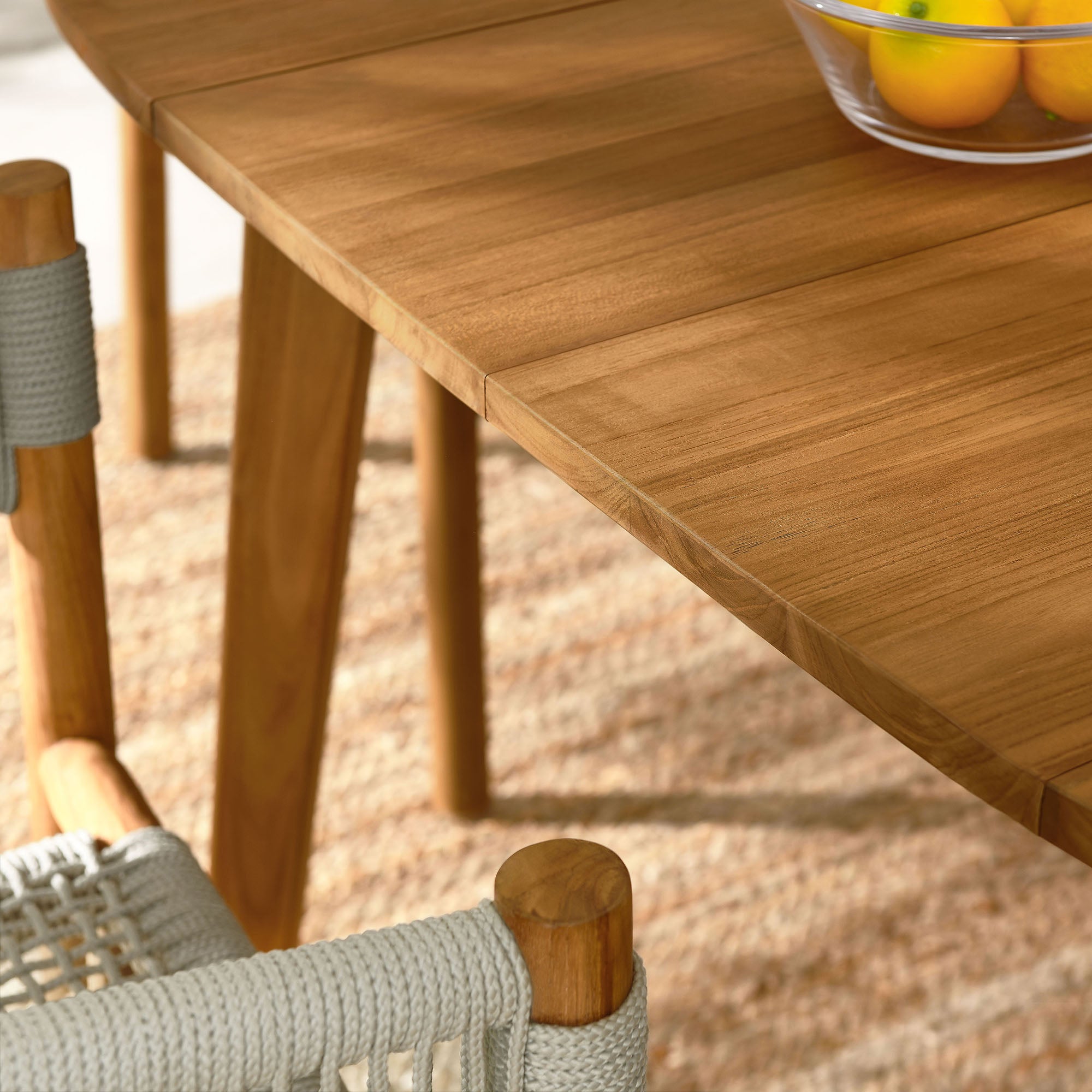 Vienna 5-Piece Outdoor Patio Teak and Rope Dining Set with Curved-Back Armchairs by Modway