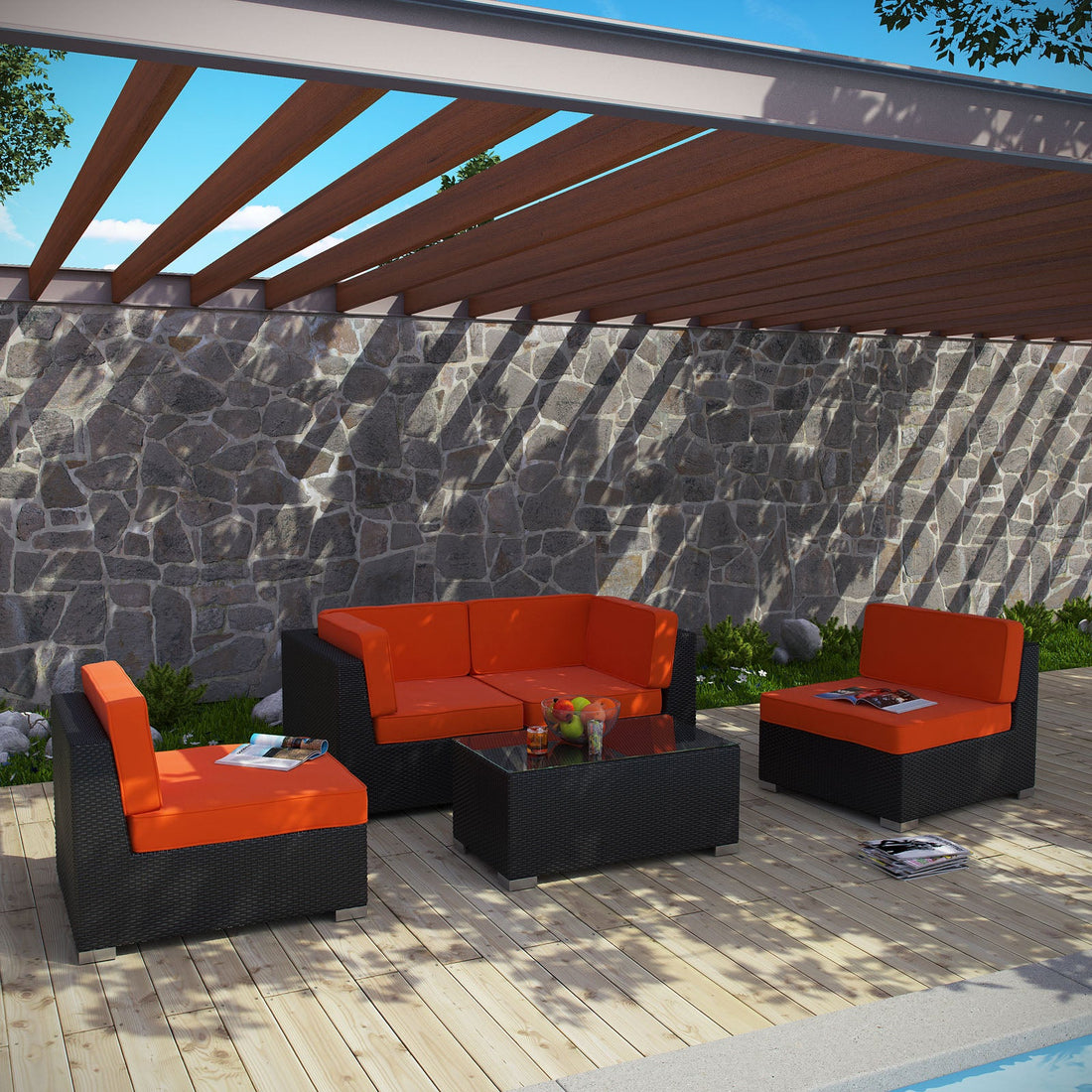 Camfora 5 Piece Outdoor Patio Sectional Set by Modway