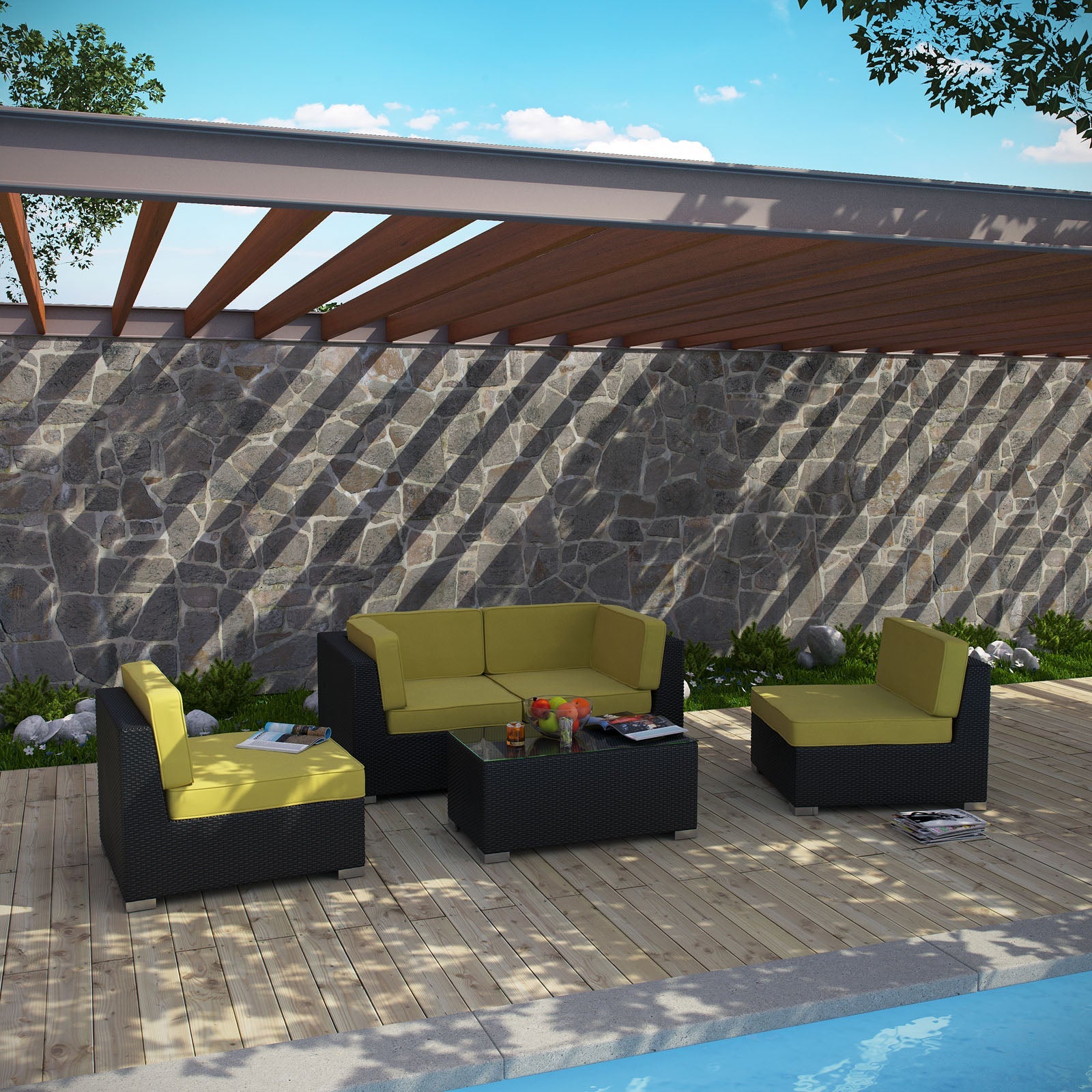 Camfora 5 Piece Outdoor Patio Sectional Set by Modway