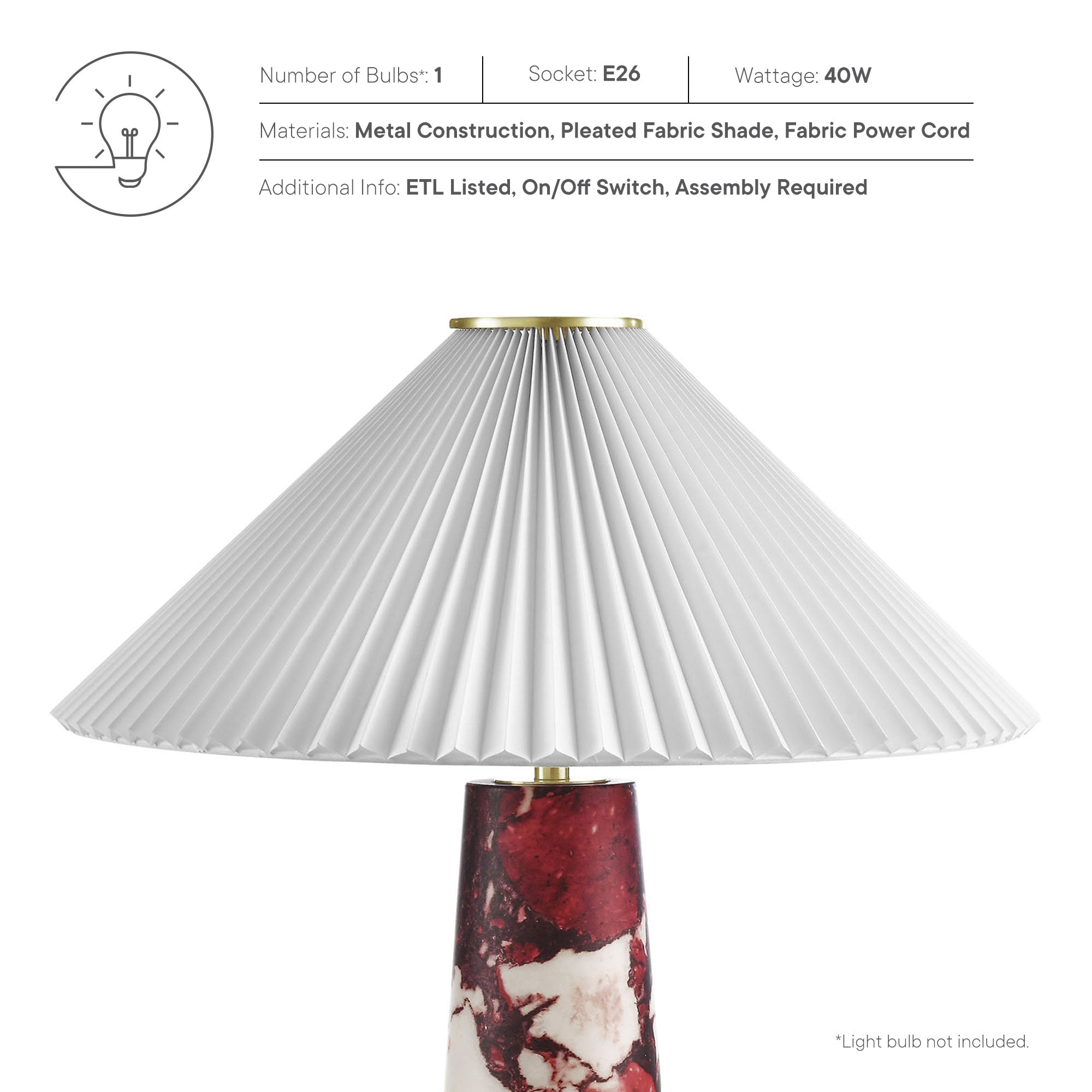 Nera Marble Table Lamp by Modway