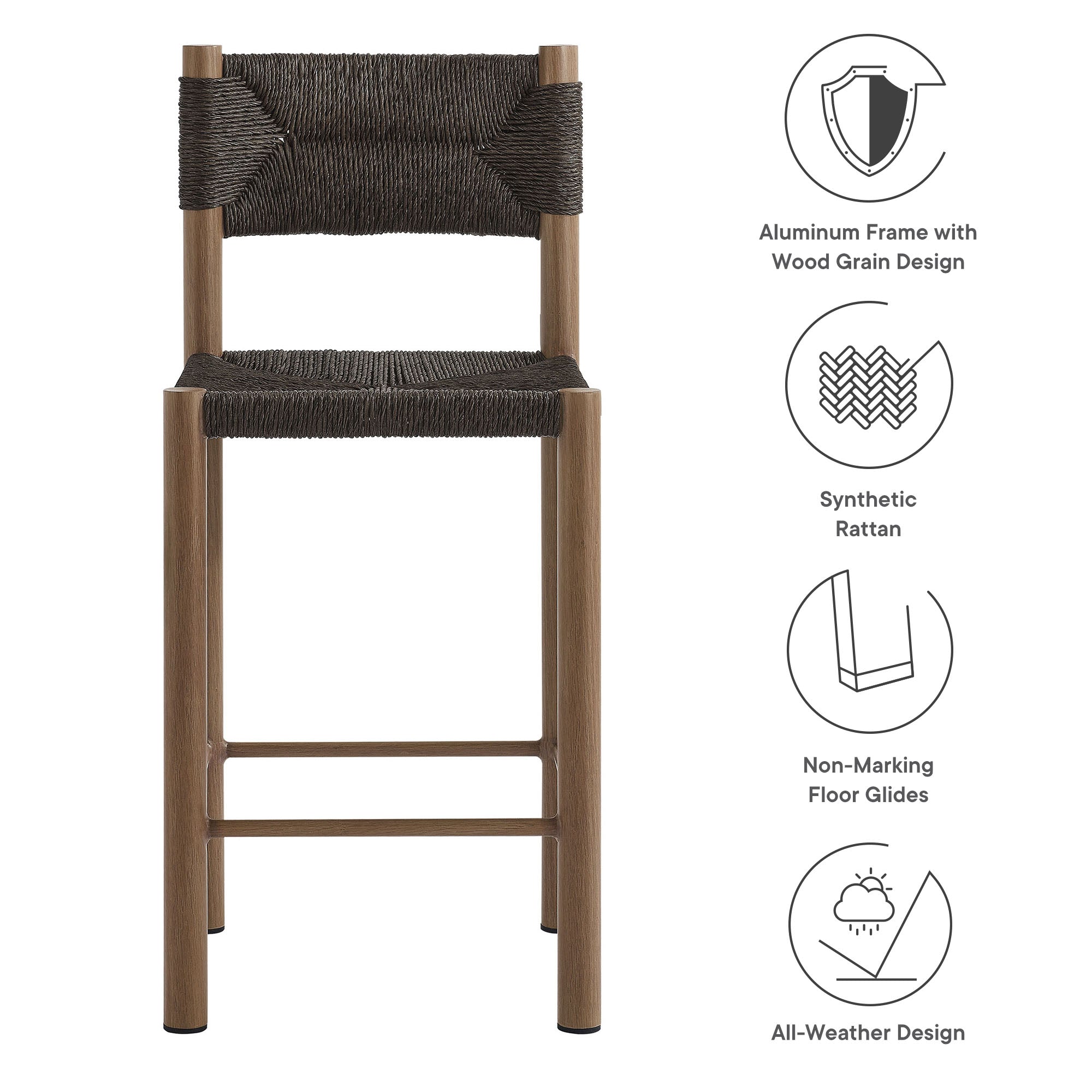 Parkland Outdoor Patio Rattan and Aluminum Counter Stools Set of 2 by Modway