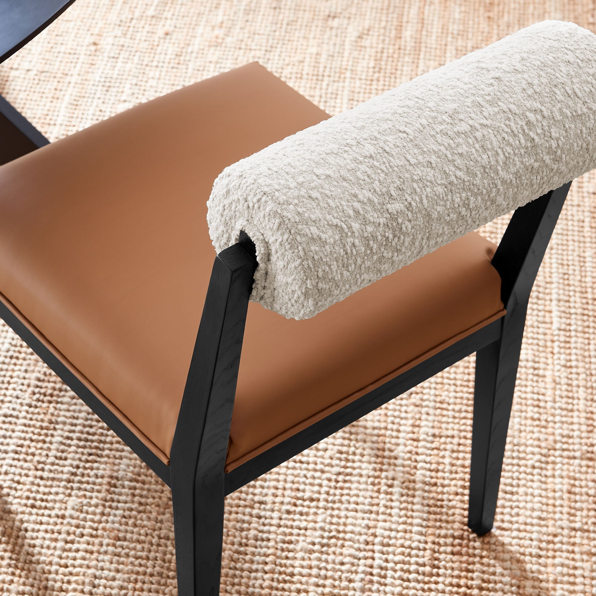 Kai Boucle and Vegan Leather Dining Chair by Modway