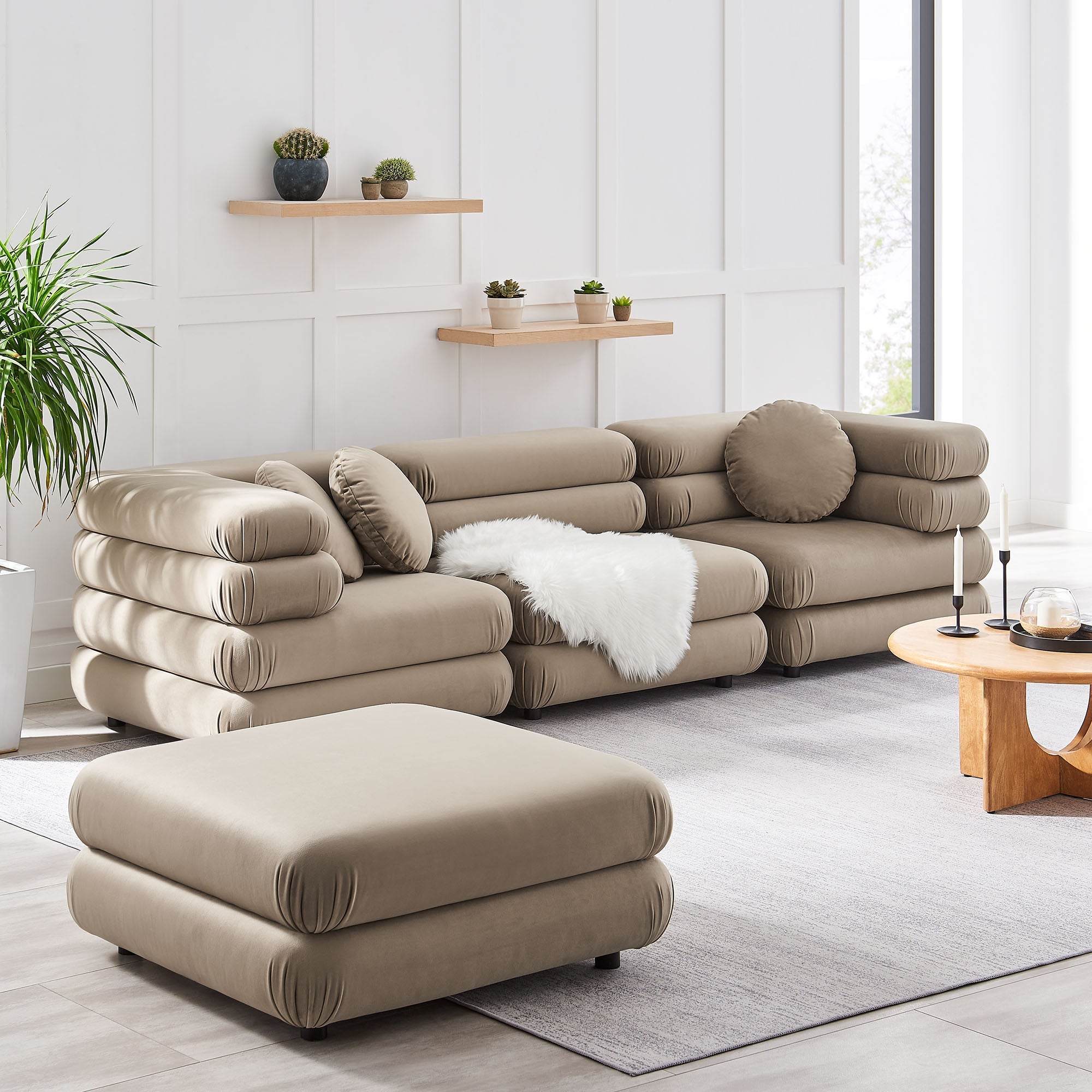 Jubilee 4-Piece Modular Performance Velvet Sectional Sofa by Modway