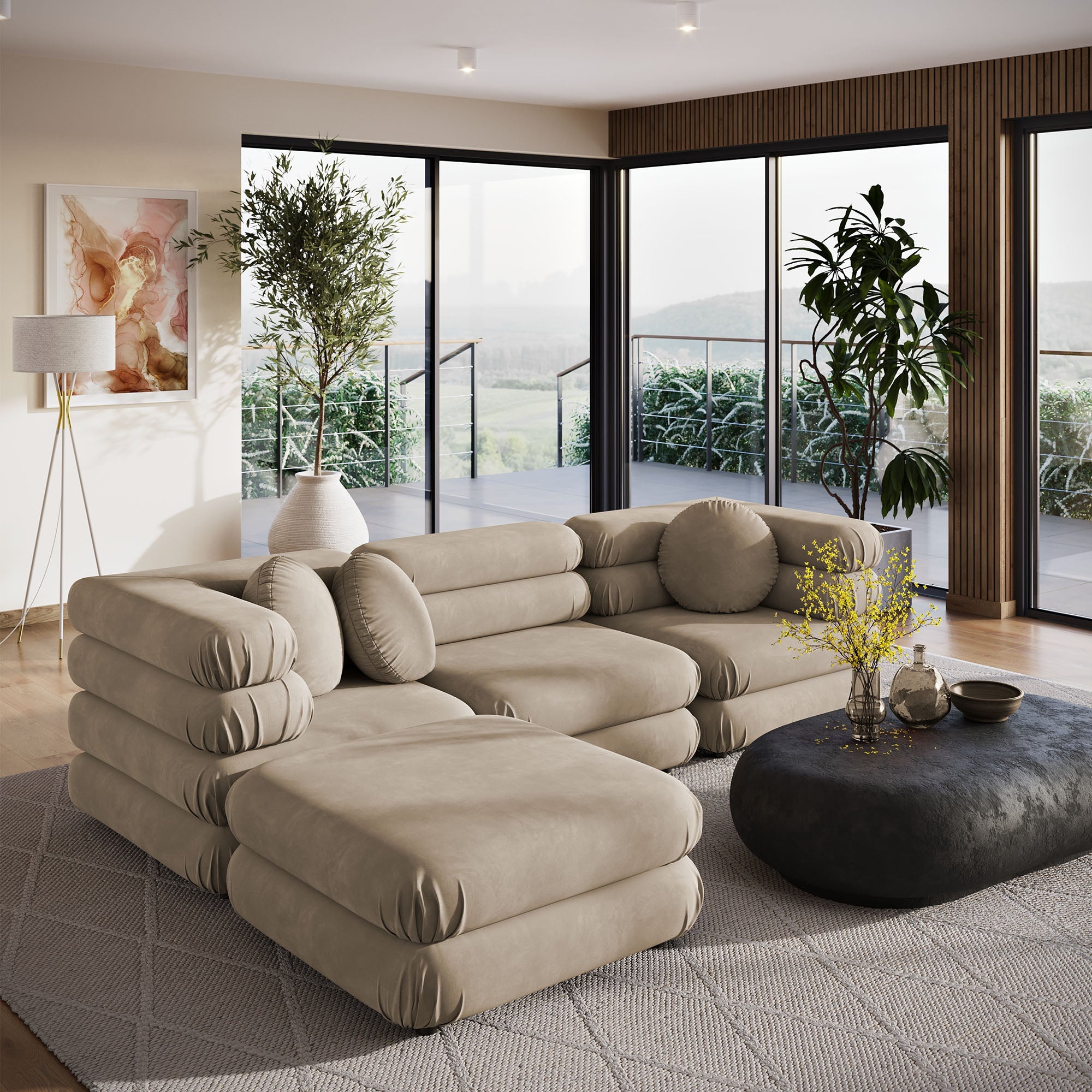Jubilee 4-Piece Modular Performance Velvet Sectional Sofa by Modway
