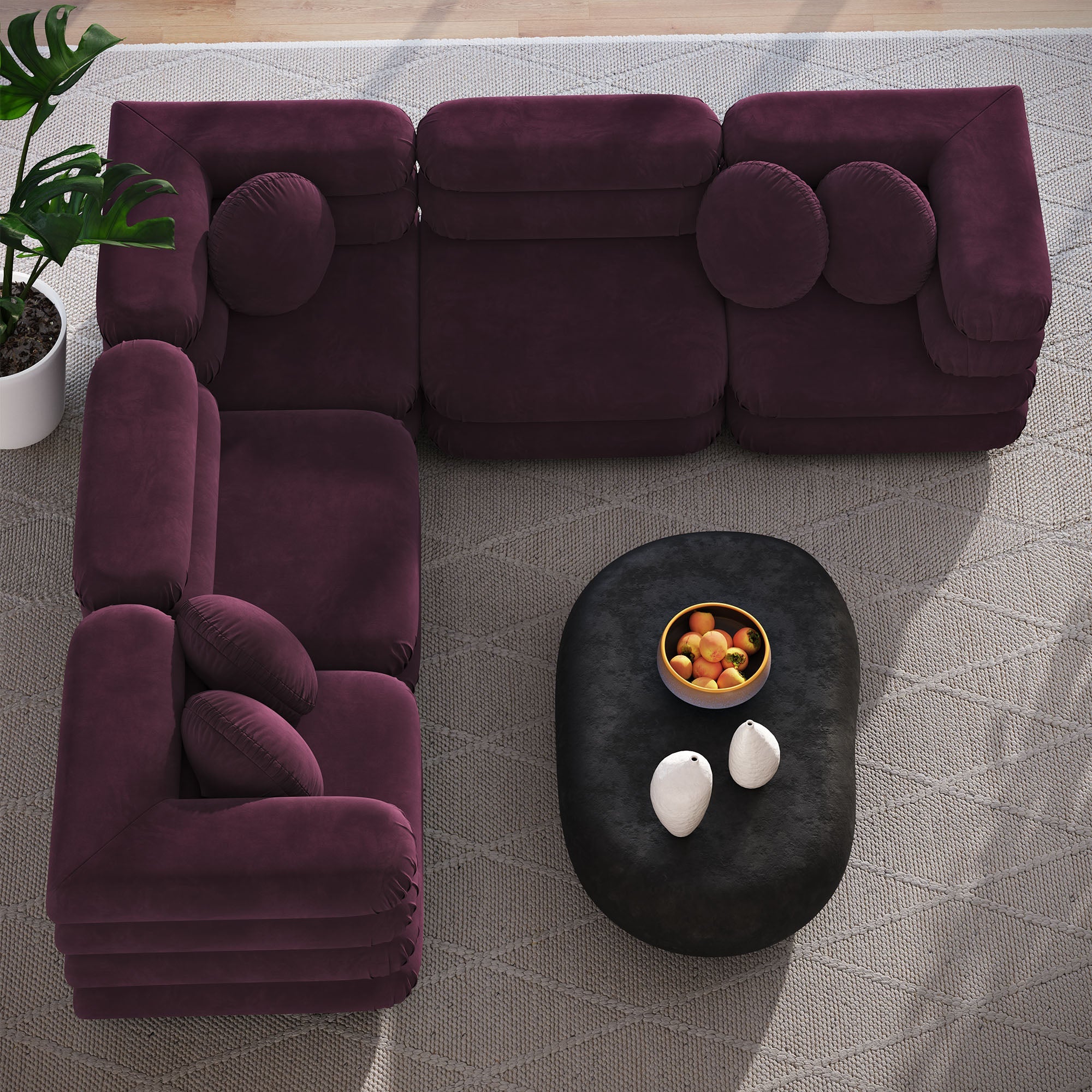 Jubilee 5-Piece Modular Performance Velvet Sectional Sofa by Modway