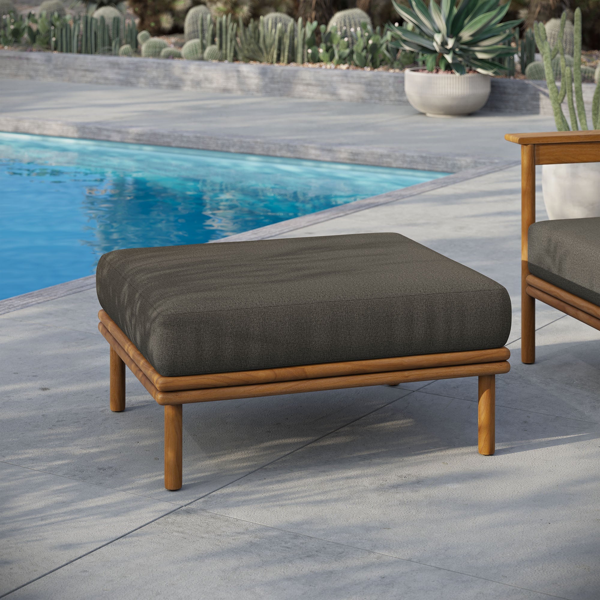Wren Outdoor Patio Teak Wood Ottoman by Modway