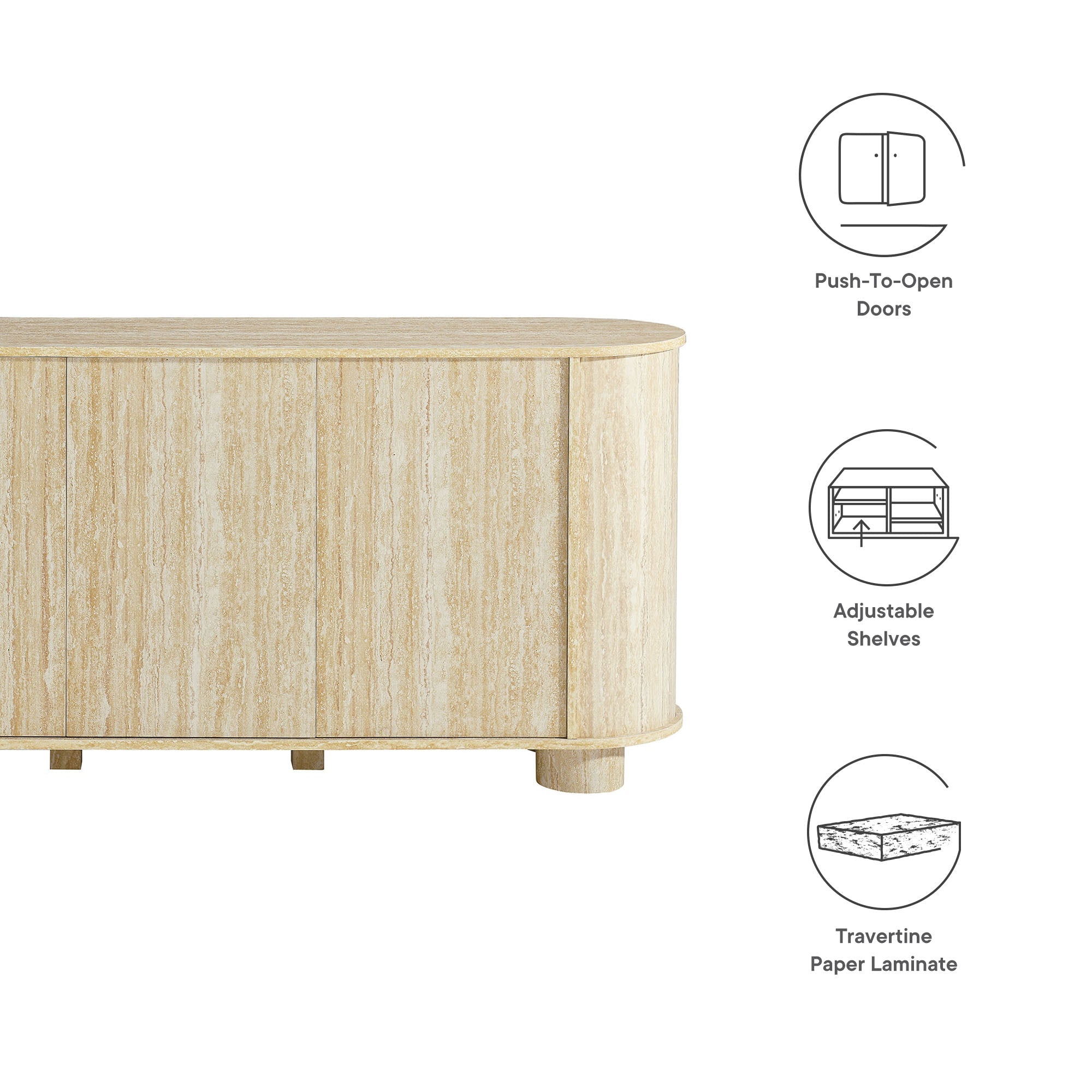 Overture 63” Oval Faux Travertine Sideboard by Modway