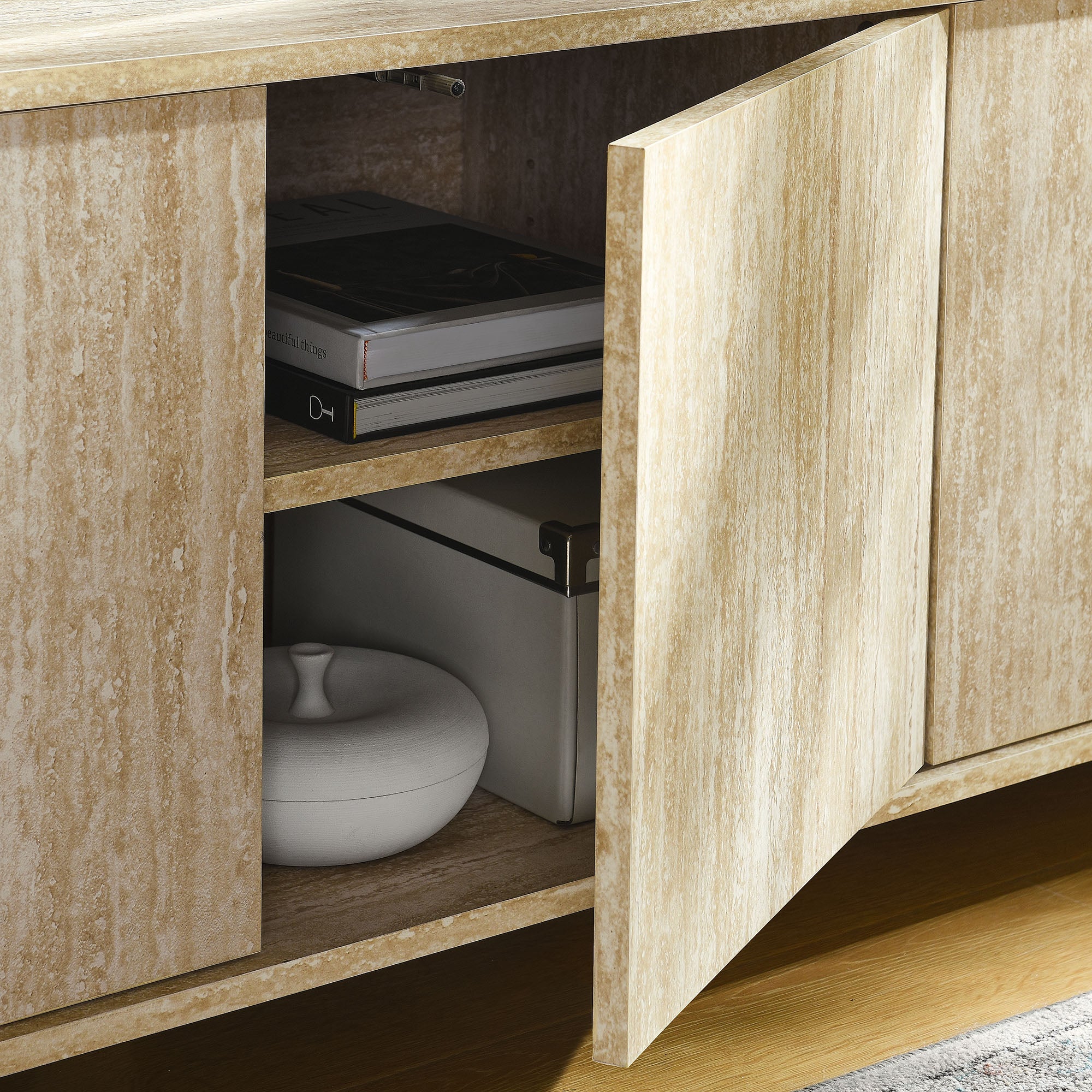 Overture 63” Oval Faux Travertine TV Stand by Modway