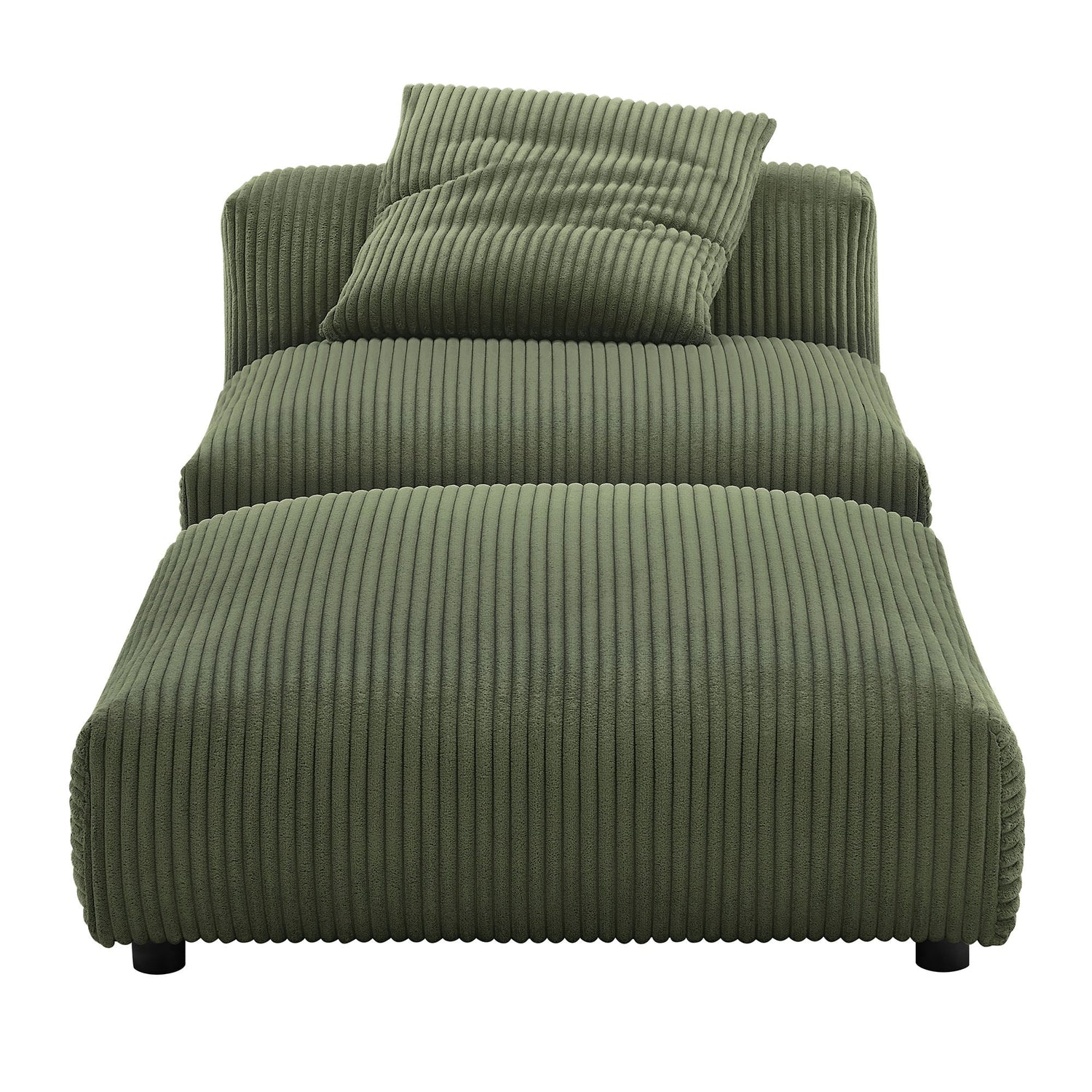 Solace  Modular Corduroy Upholstered Armless Chair and Ottoman Set
