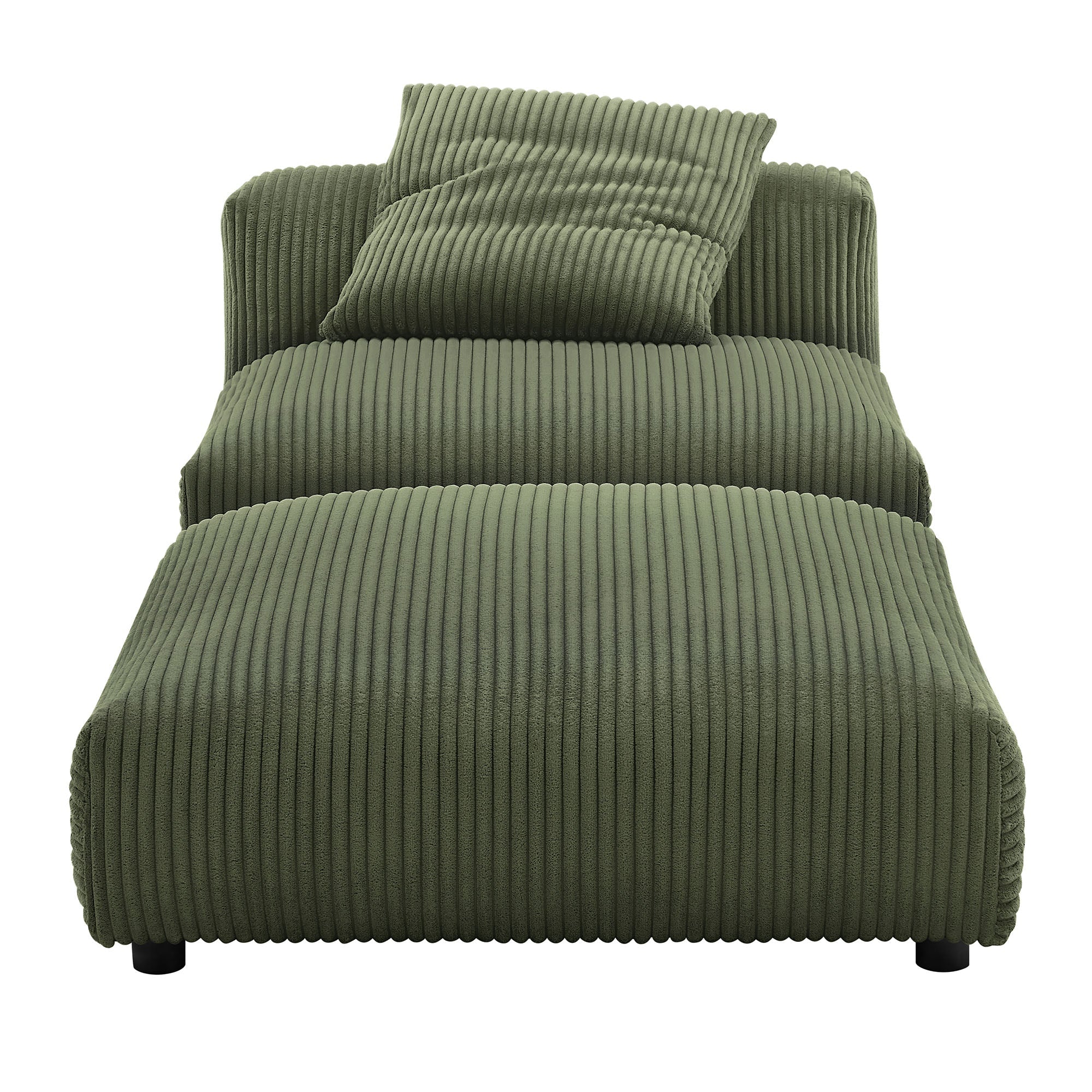 Solace Modular Corduroy Upholstered Armless Chair and Ottoman Set