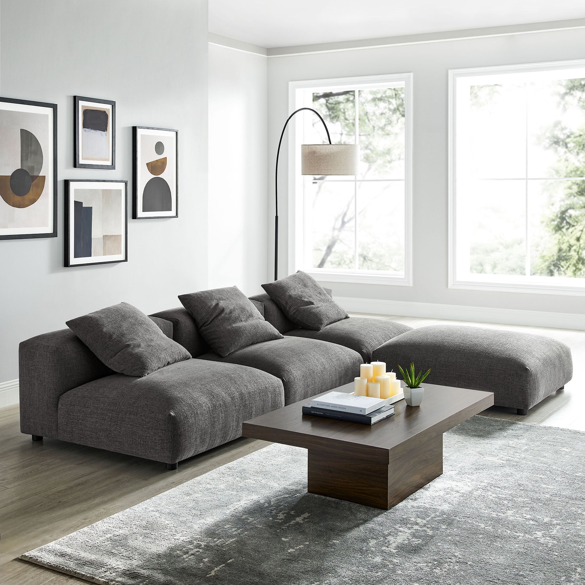 Solace 4-Piece Modular Upholstered Fabric Sectional Sofa by Modway