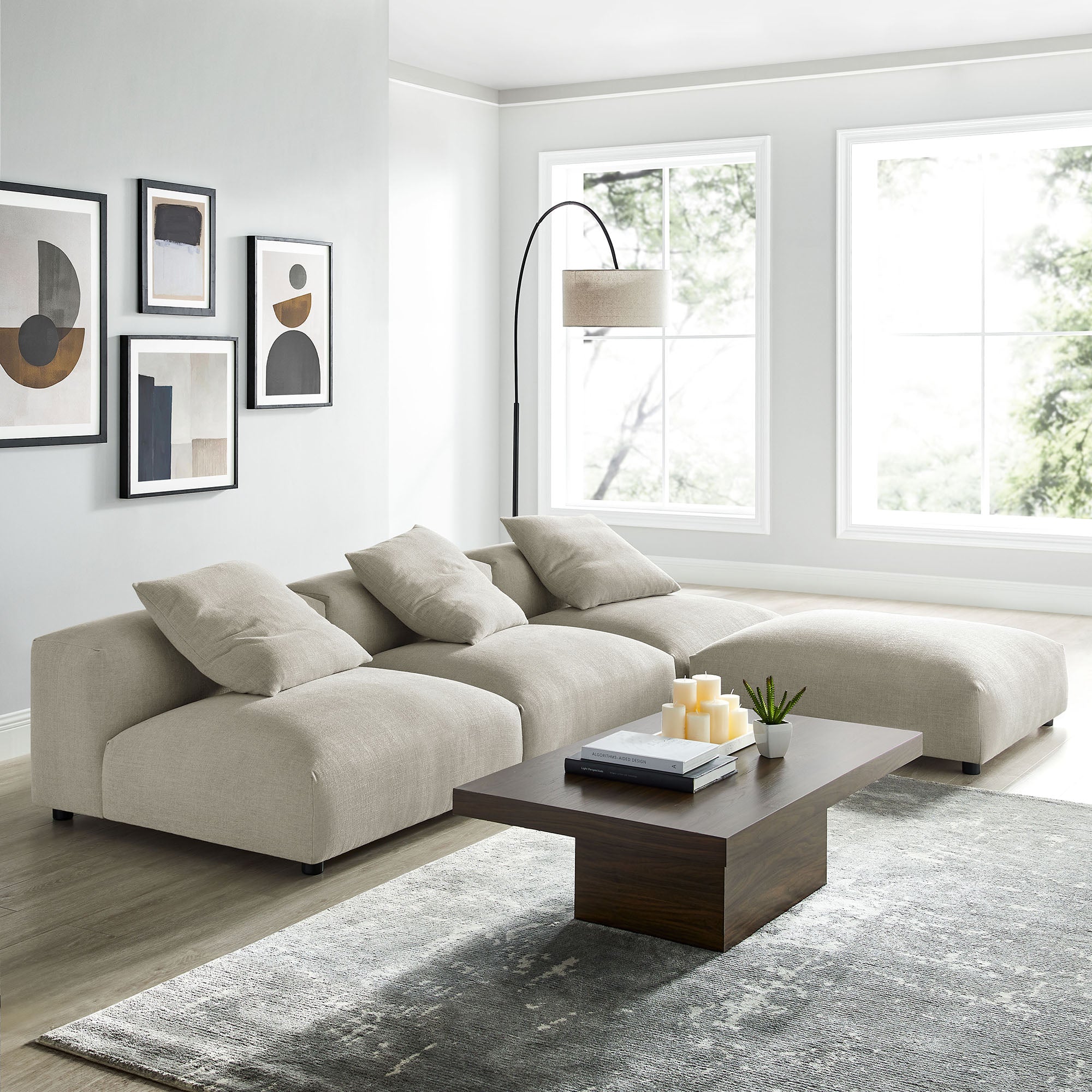 Solace 4-Piece Modular Upholstered Fabric Sectional Sofa by Modway