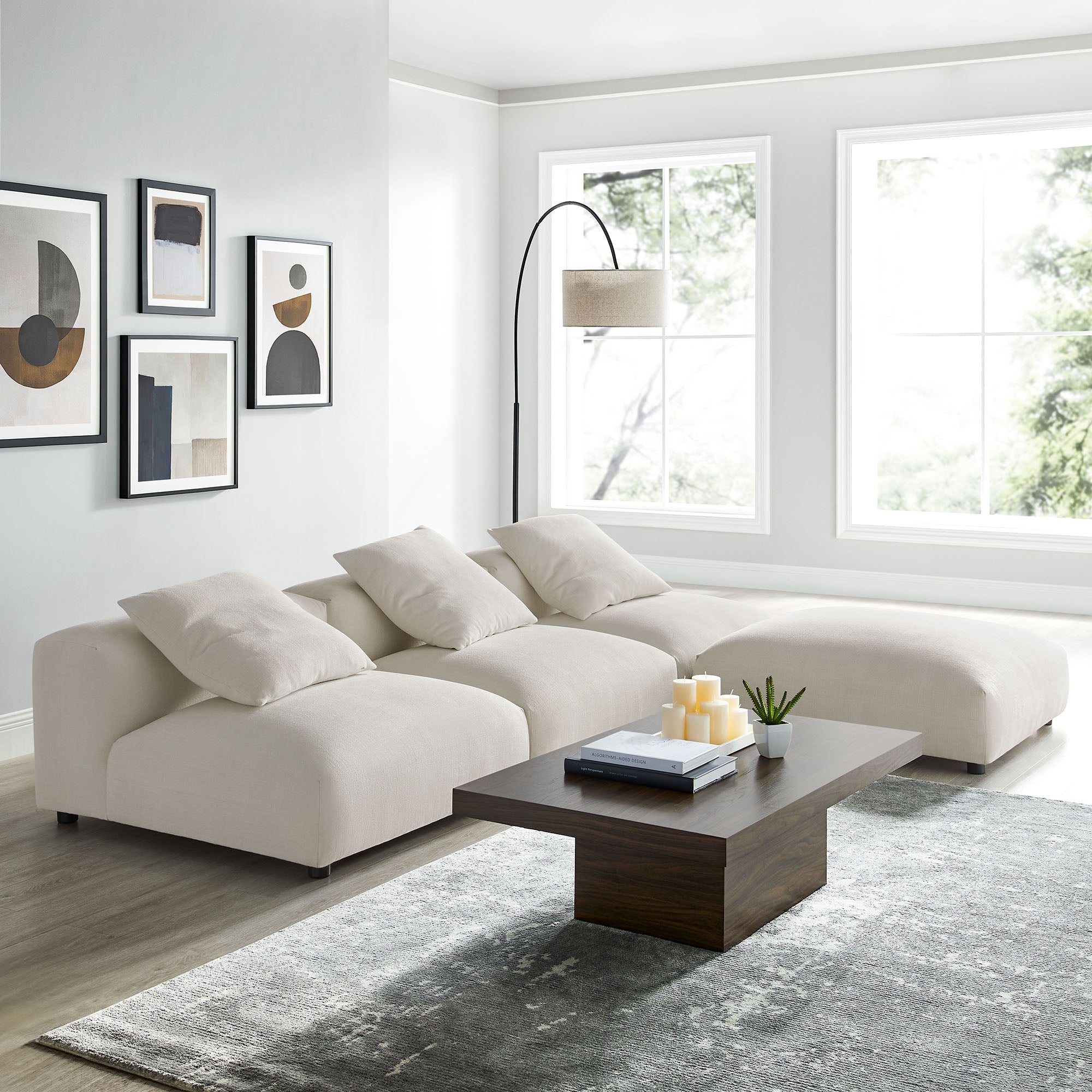 Solace 4-Piece Modular Upholstered Fabric Sectional Sofa by Modway