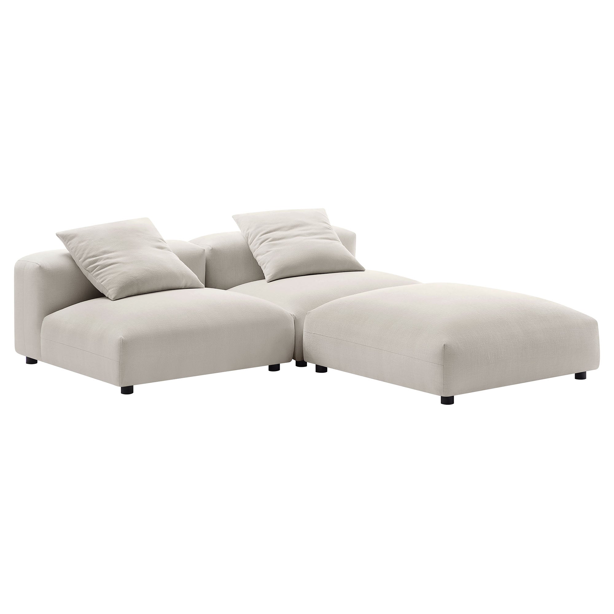 Solace 3-Piece Modular Upholstered Fabric Sectional Sofa
