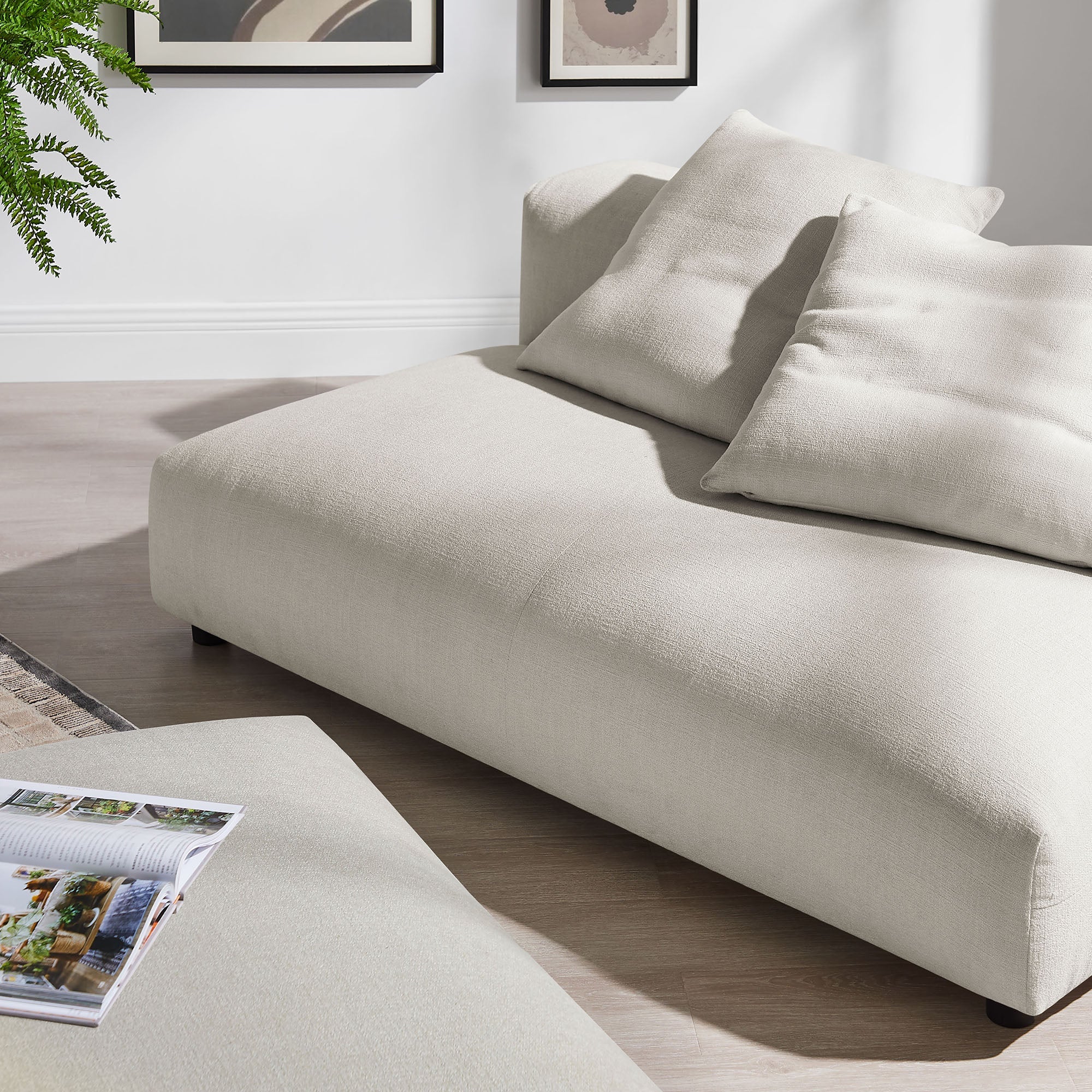 Solace Modular Upholstered Fabric Armless Loveseat and Ottoman Set by Modway