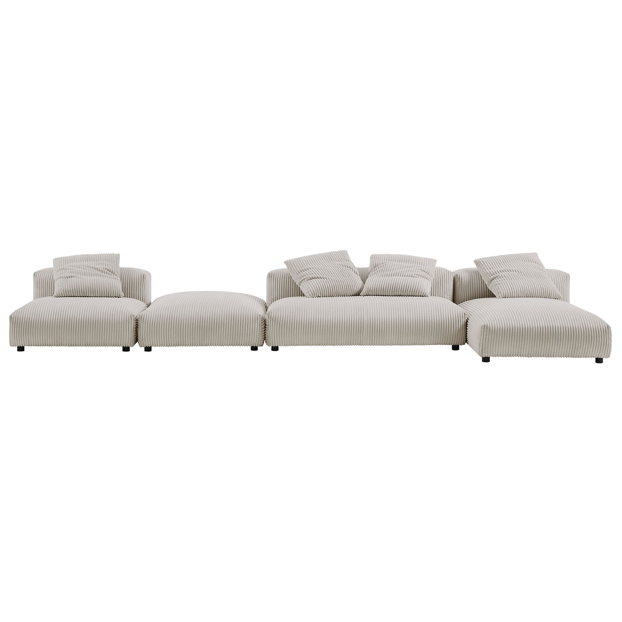 Solace 4-Piece Modular Corduroy Upholstered Sectional Sofa With Ottoman by Modway