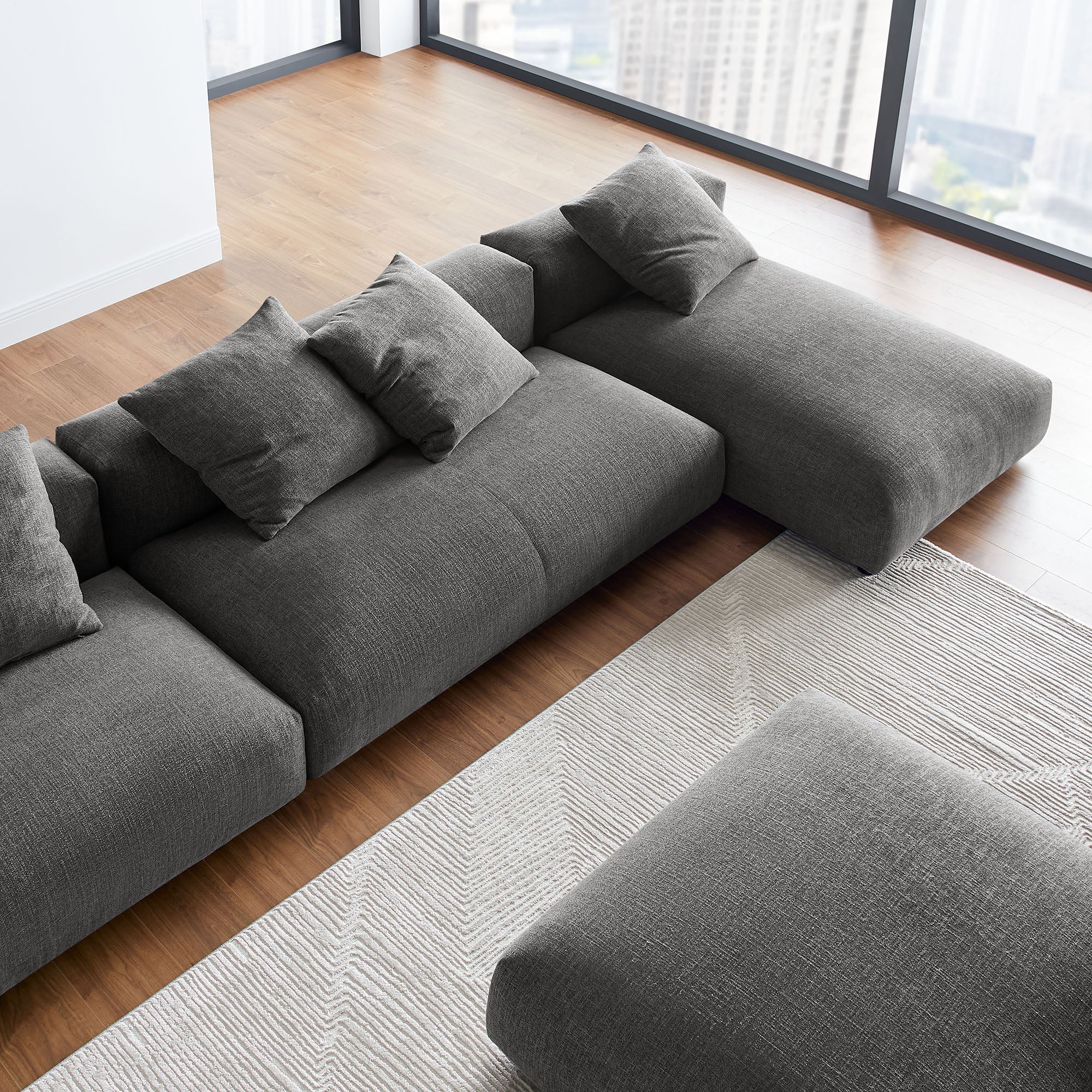 Solace 4-Piece Modular Upholstered Fabric Sectional Sofa With Ottoman by Modway