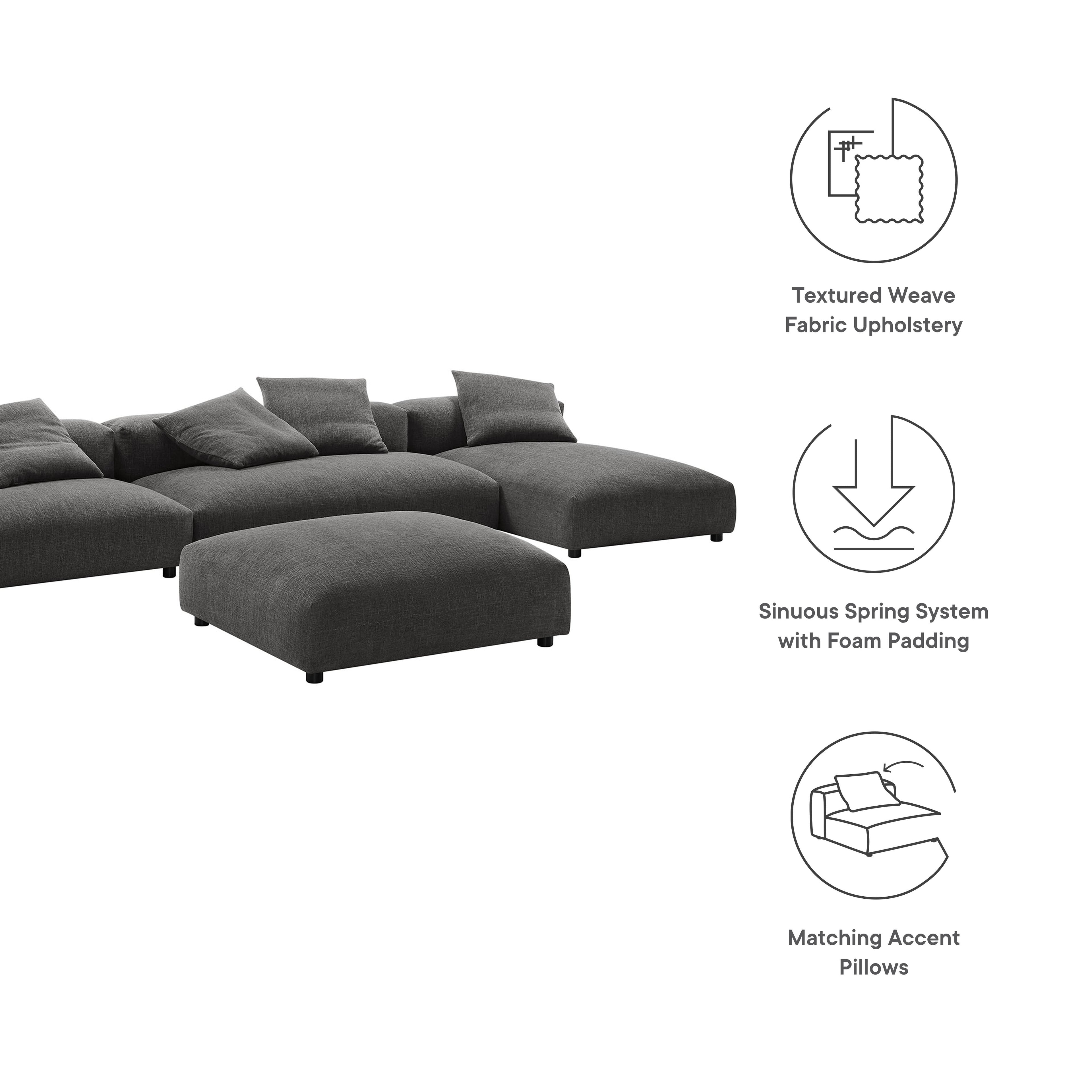 Solace 4-Piece Modular Upholstered Fabric Sectional Sofa With Ottoman by Modway