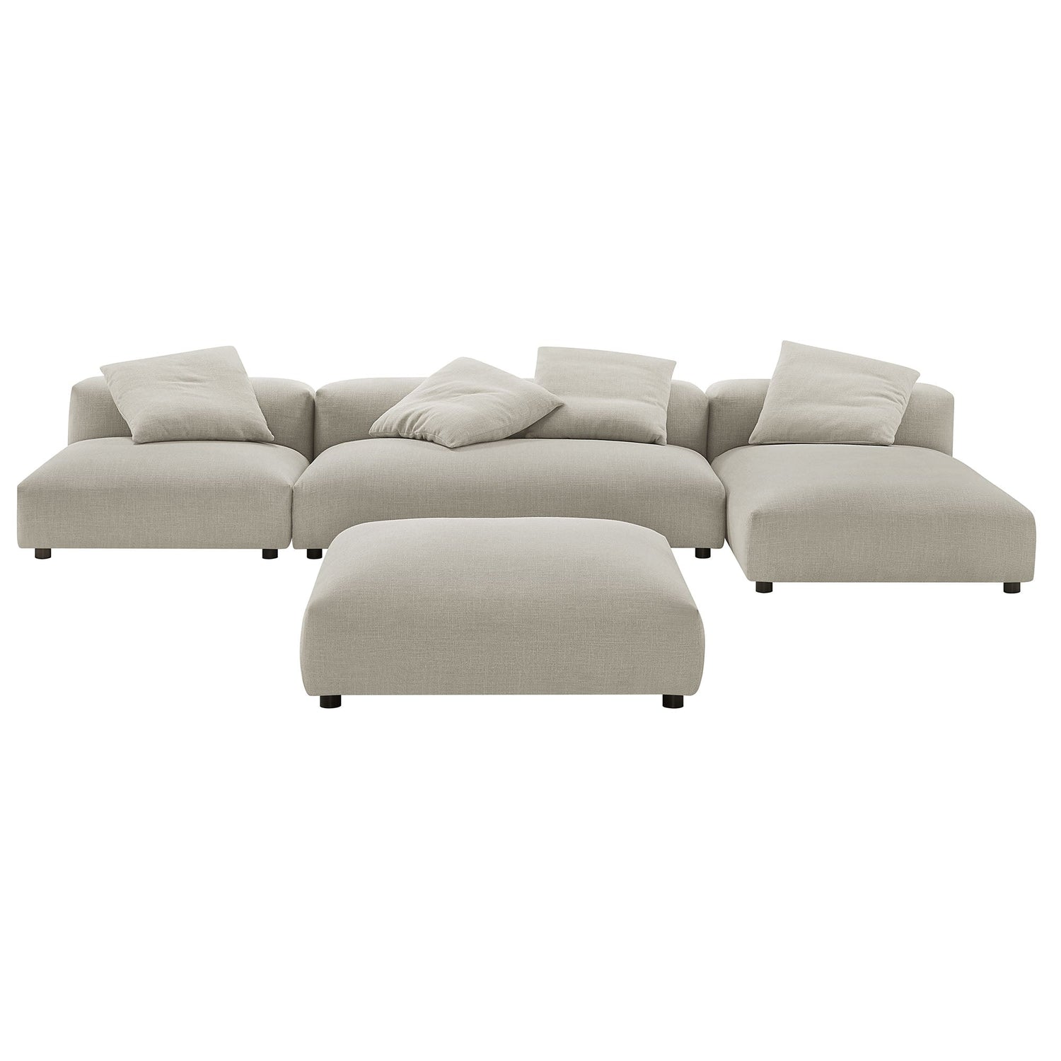 Solace 4-Piece Modular Upholstered Fabric Sectional Sofa With Ottoman by Modway