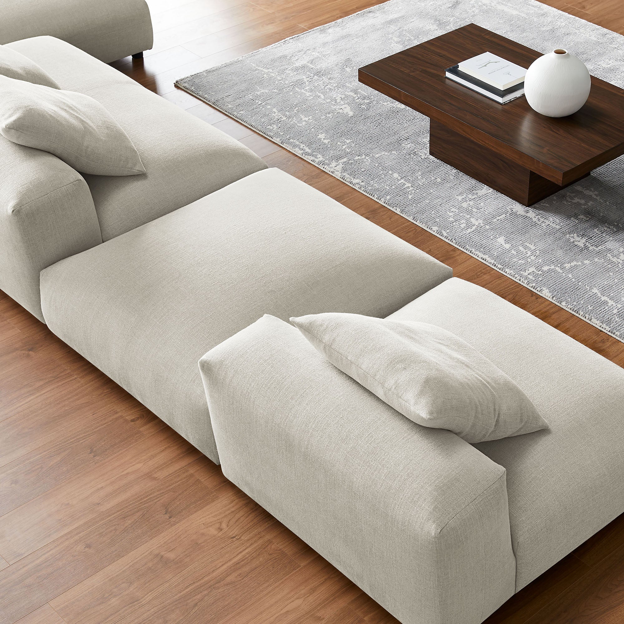 Solace 4-Piece Modular Upholstered Fabric Sectional Sofa With Ottoman by Modway