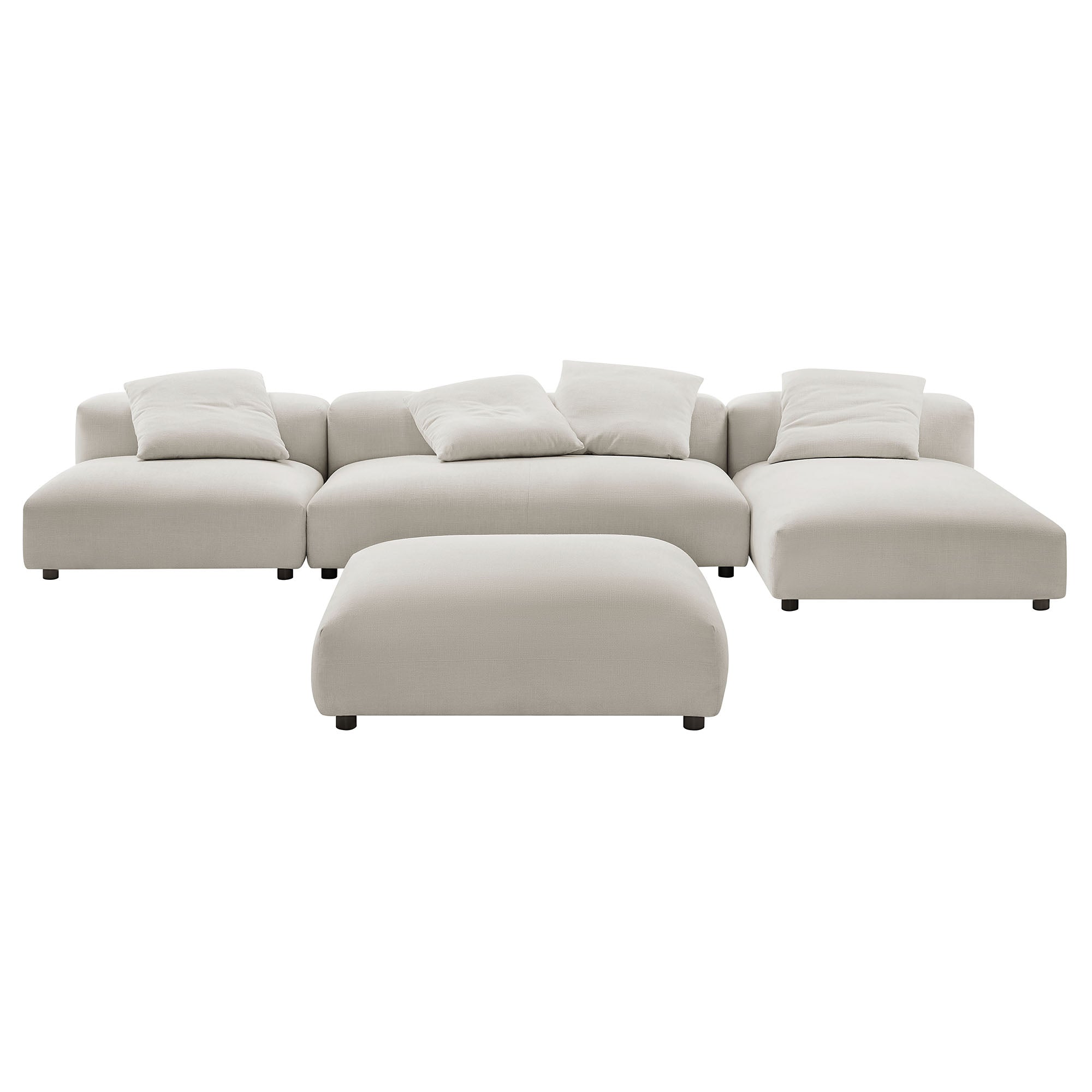 Solace 4-Piece Modular Upholstered Fabric Sectional Sofa With Ottoman by Modway