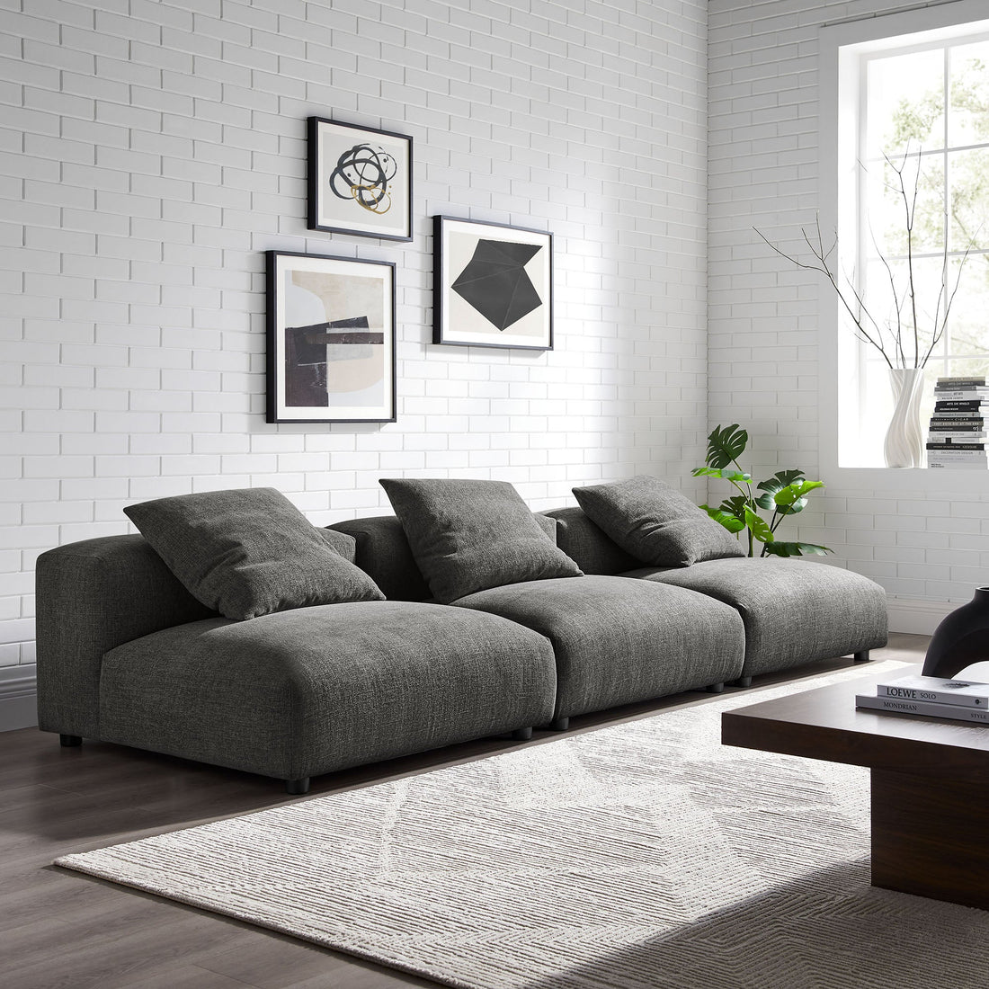 Solace 3-Piece Modular Upholstered Fabric Sofa