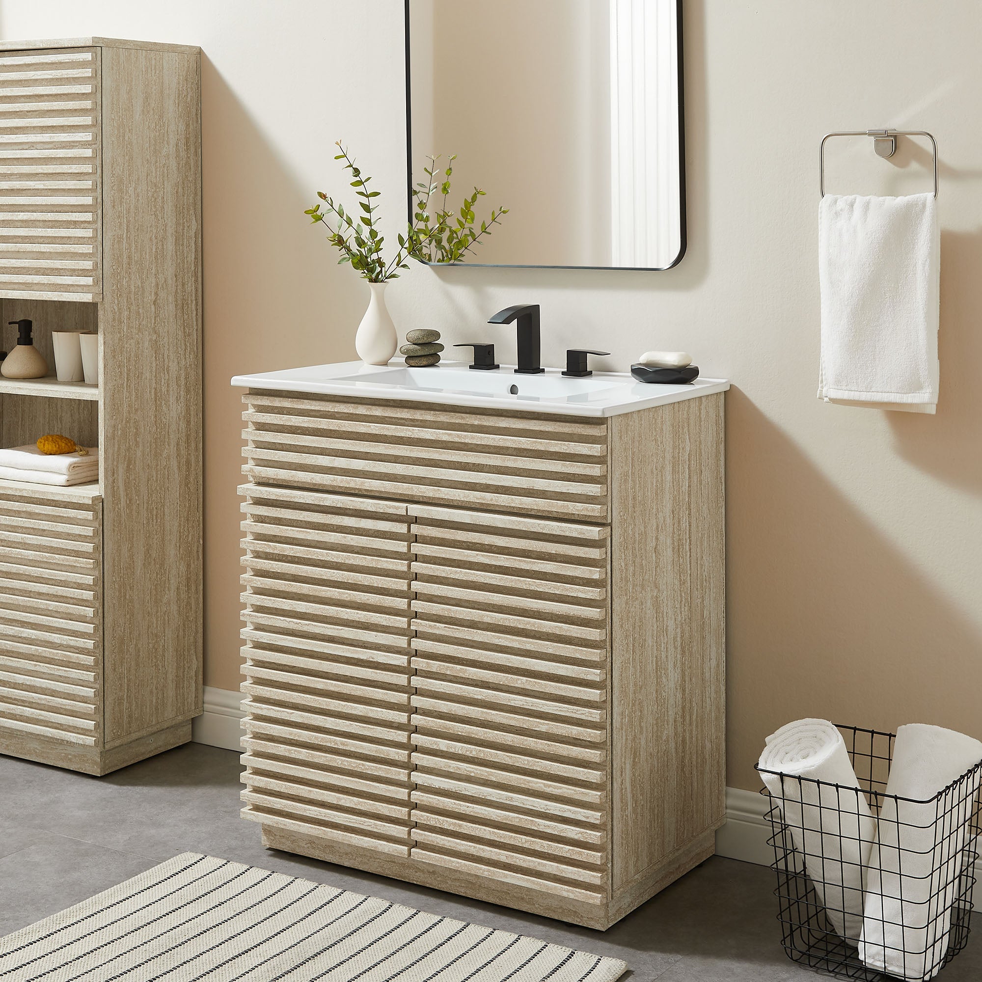 Render 30" and 36" Bathroom Vanities with White Basin Included by Modway