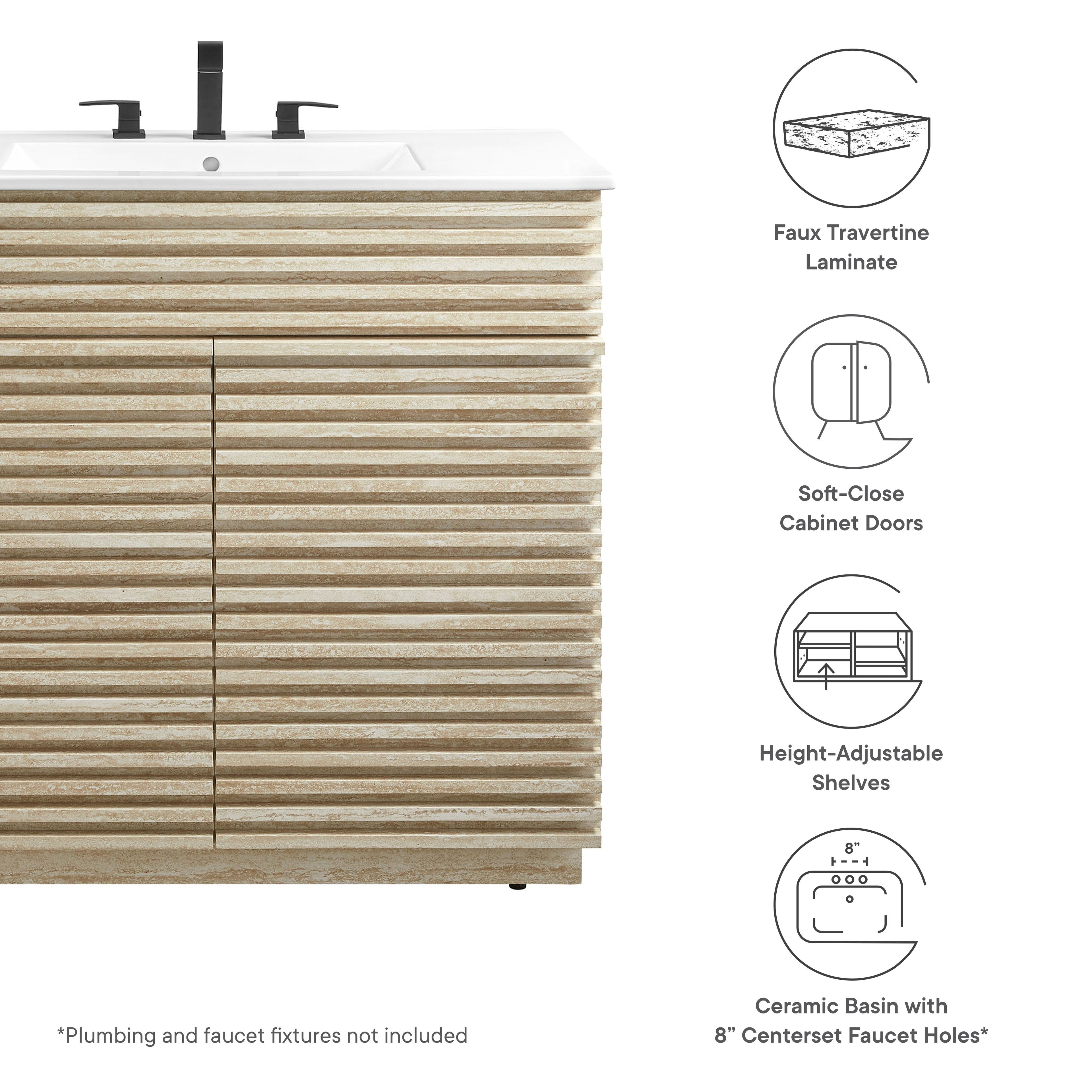 Render 30" and 36" Bathroom Vanities with White Basin Included by Modway