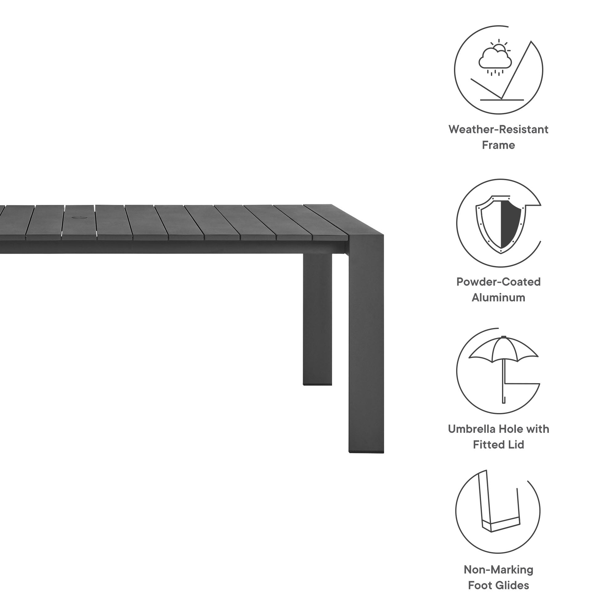 Tahoe 9-Piece Outdoor Patio Aluminum Dining Set by Modway