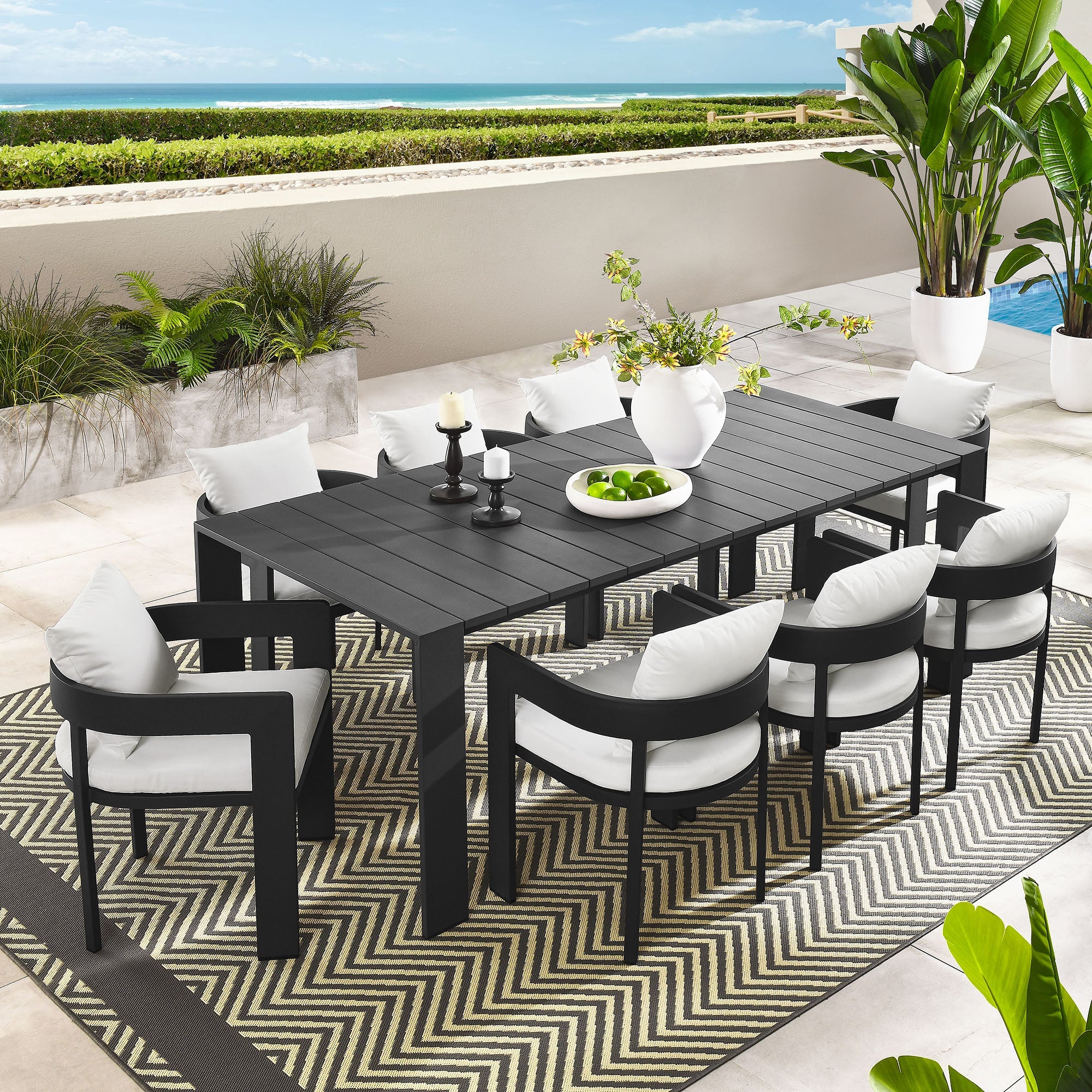 Tahoe 9-Piece Outdoor Patio Aluminum Dining Set by Modway