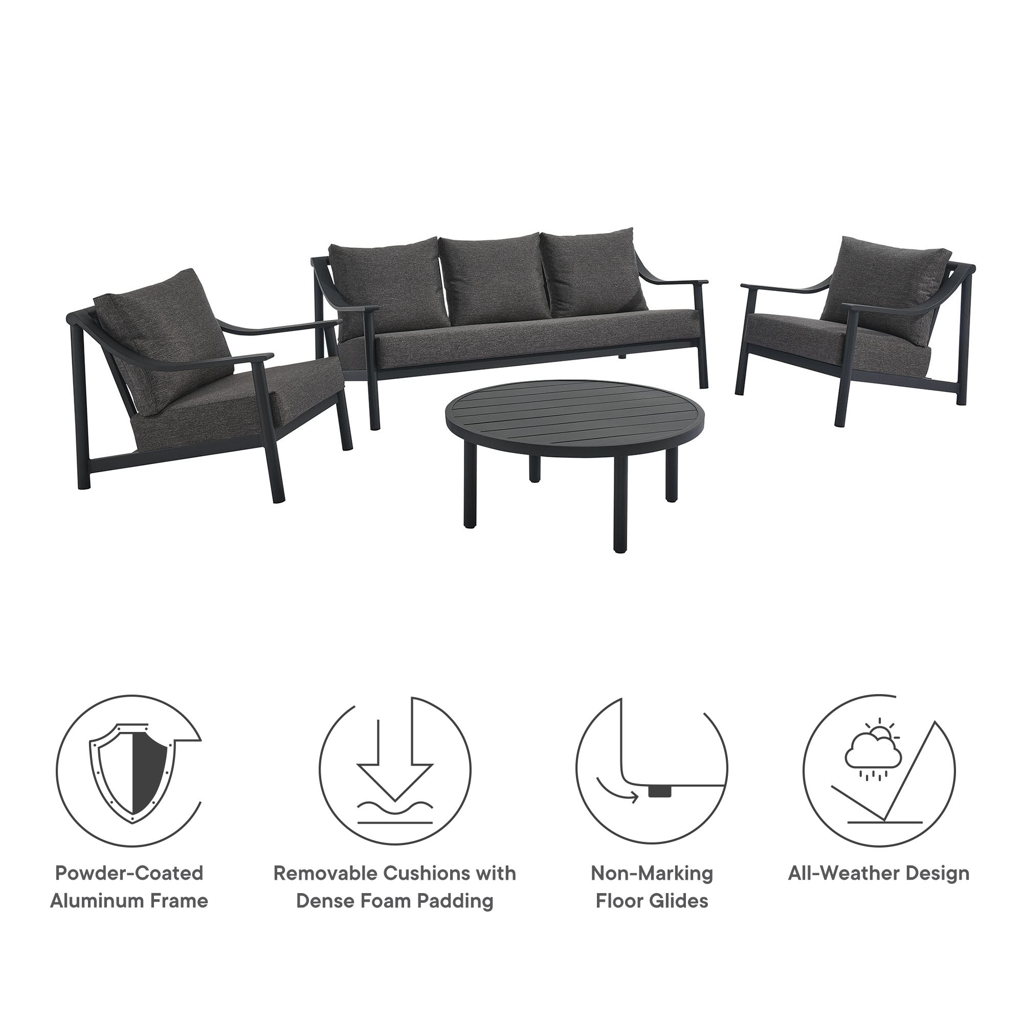 Terrace 4-Piece Outdoor Patio Aluminum Furniture Set by Modway