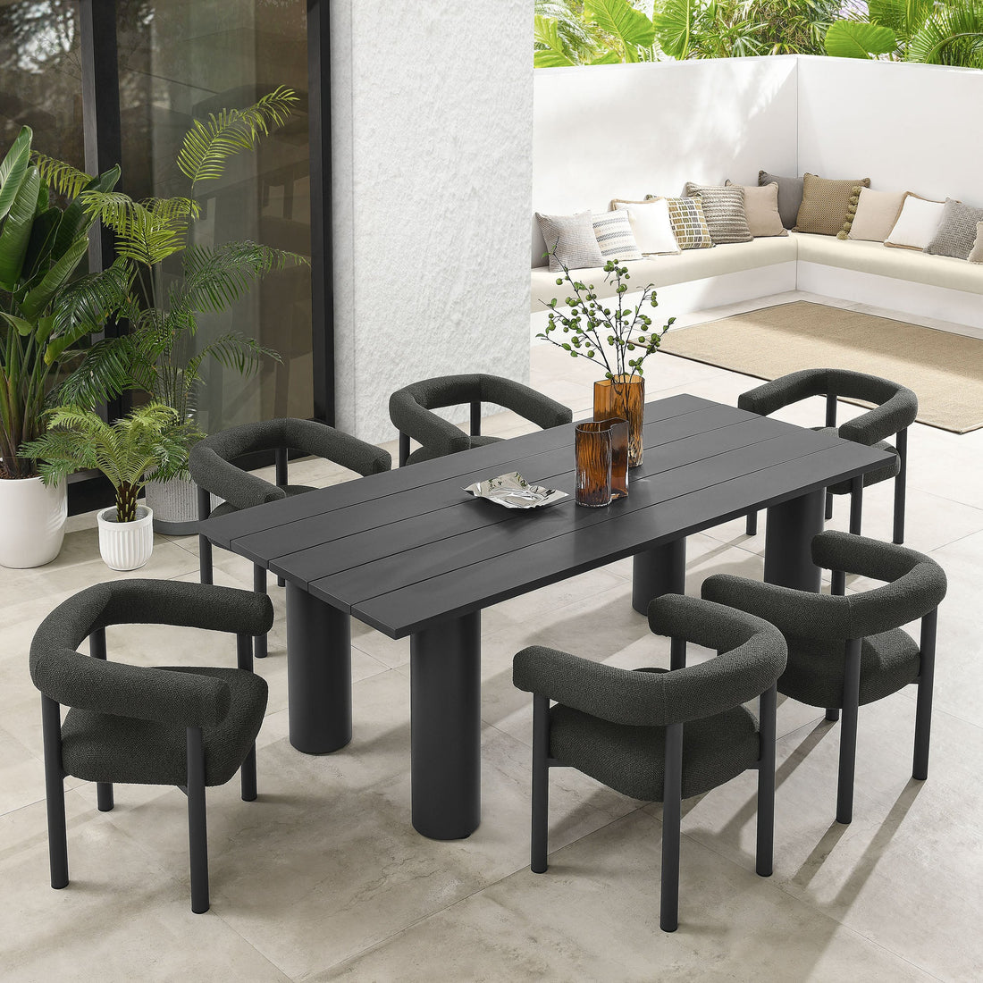 Nautica 7-Piece Rectangular Outdoor Patio Aluminum Dining Table and Chairs Set by Modway