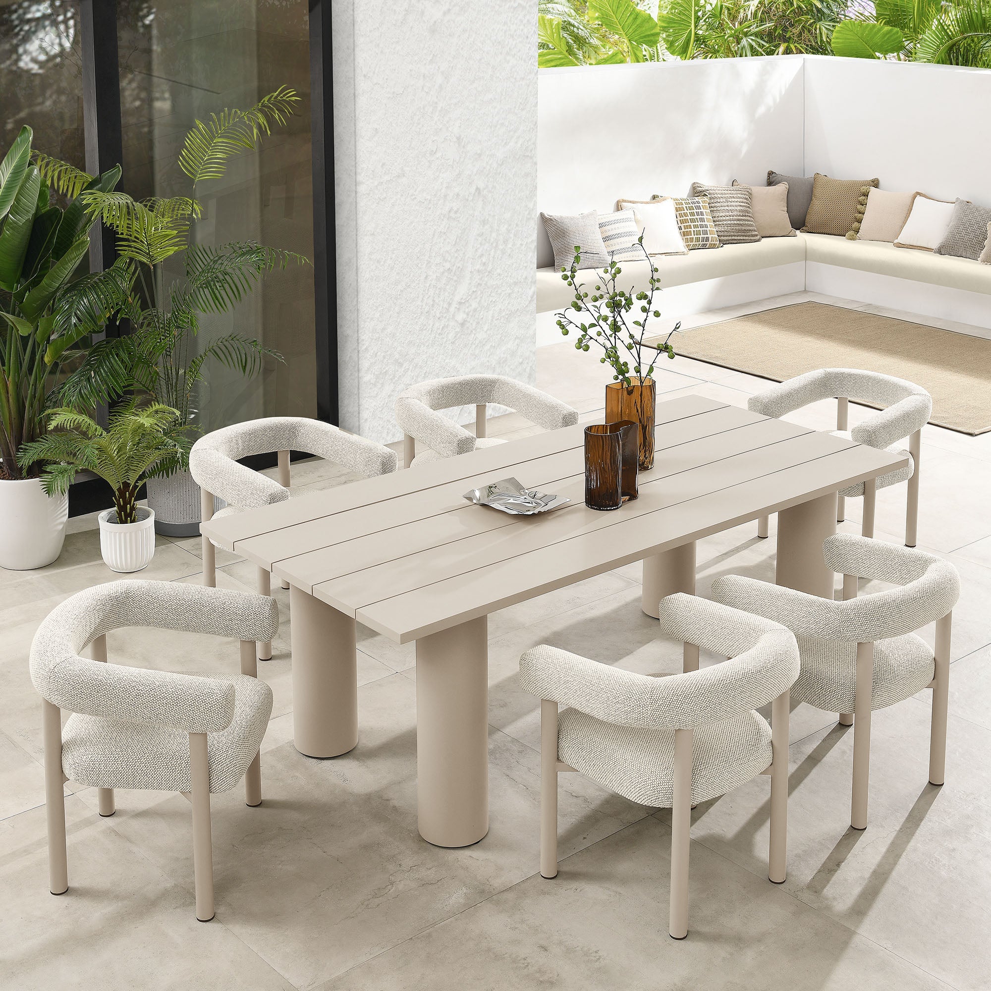 Nautica 7-Piece Rectangular Outdoor Patio Aluminum Dining Table and Chairs Set by Modway